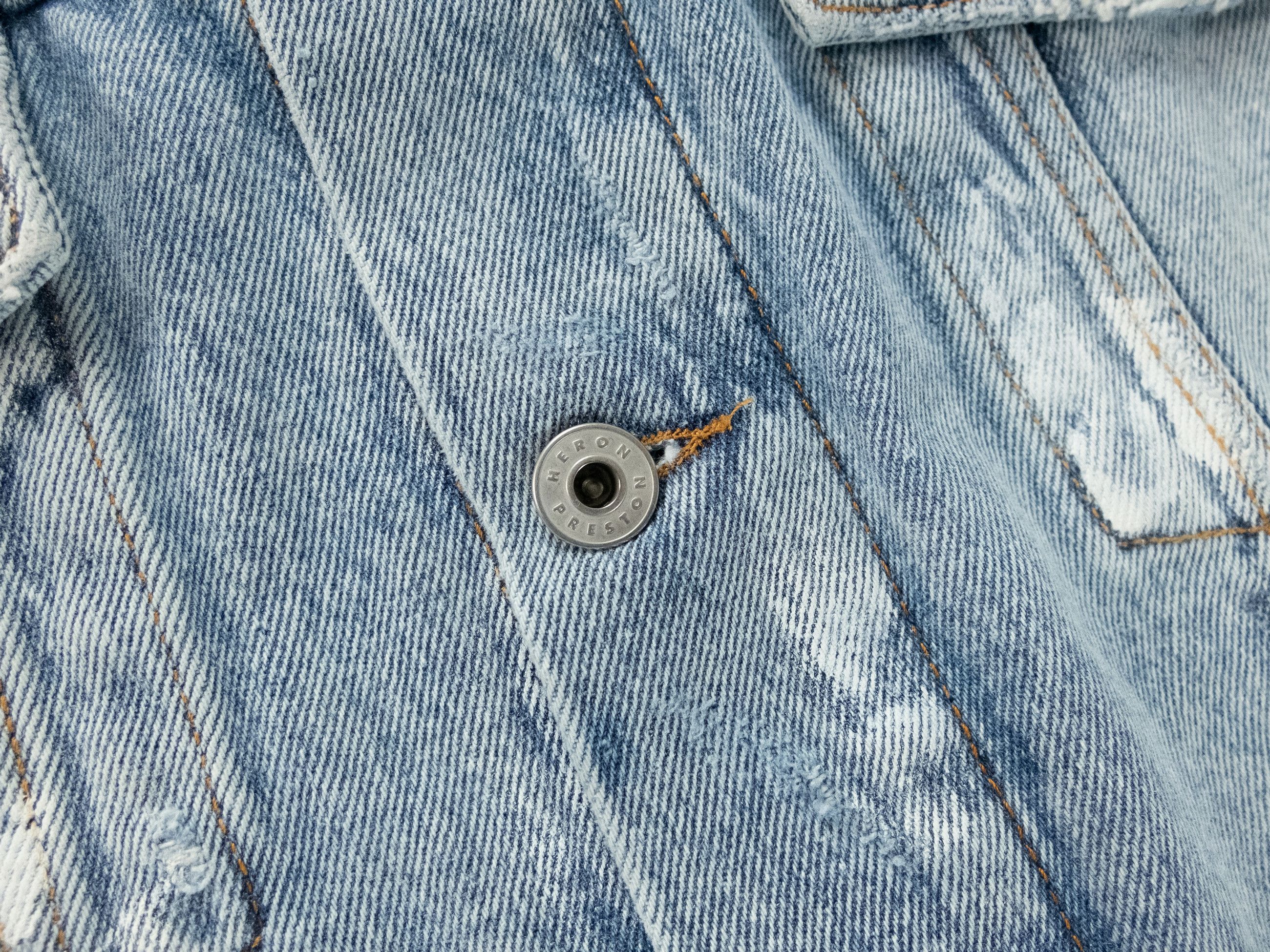 Heron Preston HERON PERSTON blue distressed paint splatter denim jacket L Size US L / EU 52-54 / 3 - 6 Thumbnail
