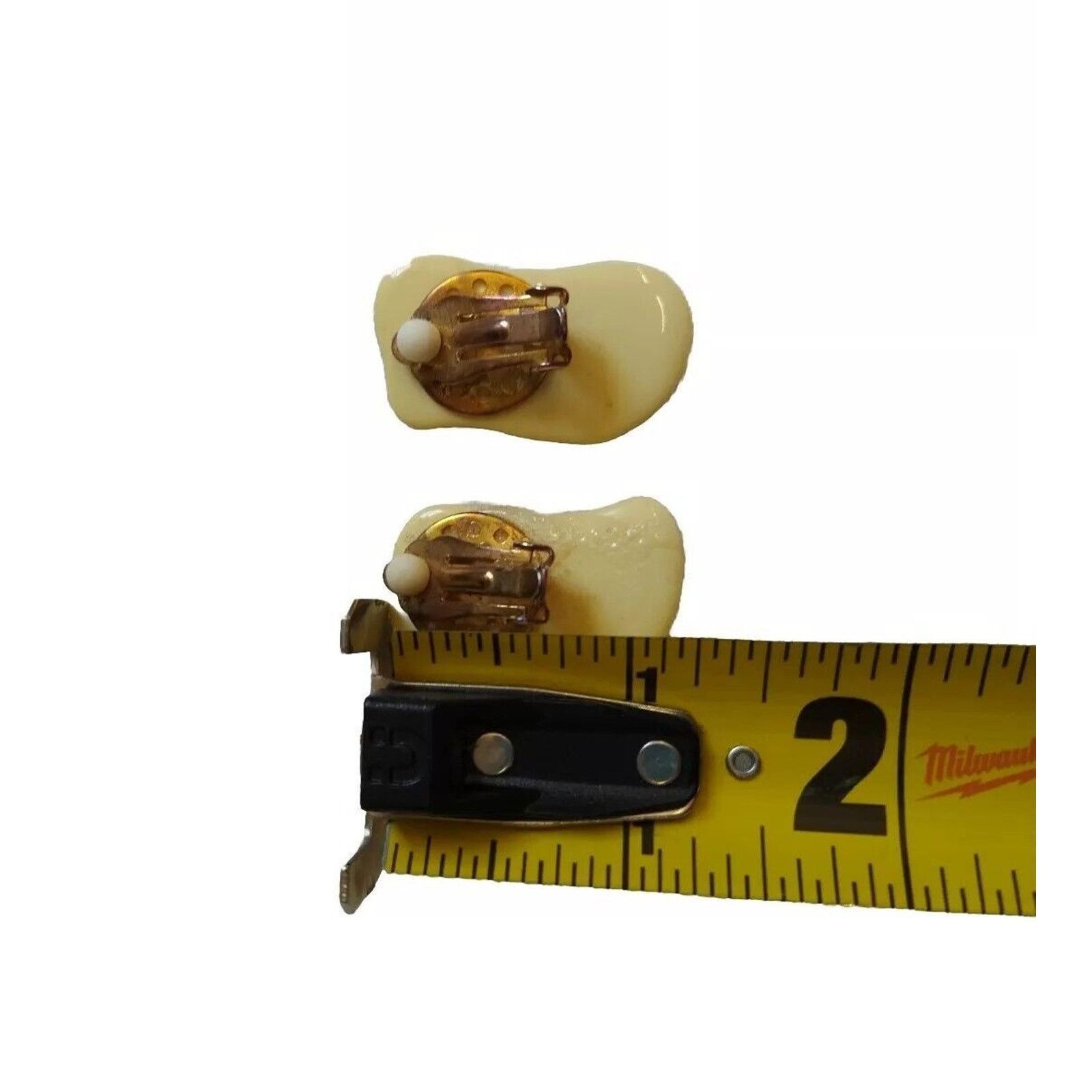 The Unbranded Brand Rare Antique African Tribal Earrings Beige Bakelite Clip On Size ONE SIZE - 4 Thumbnail