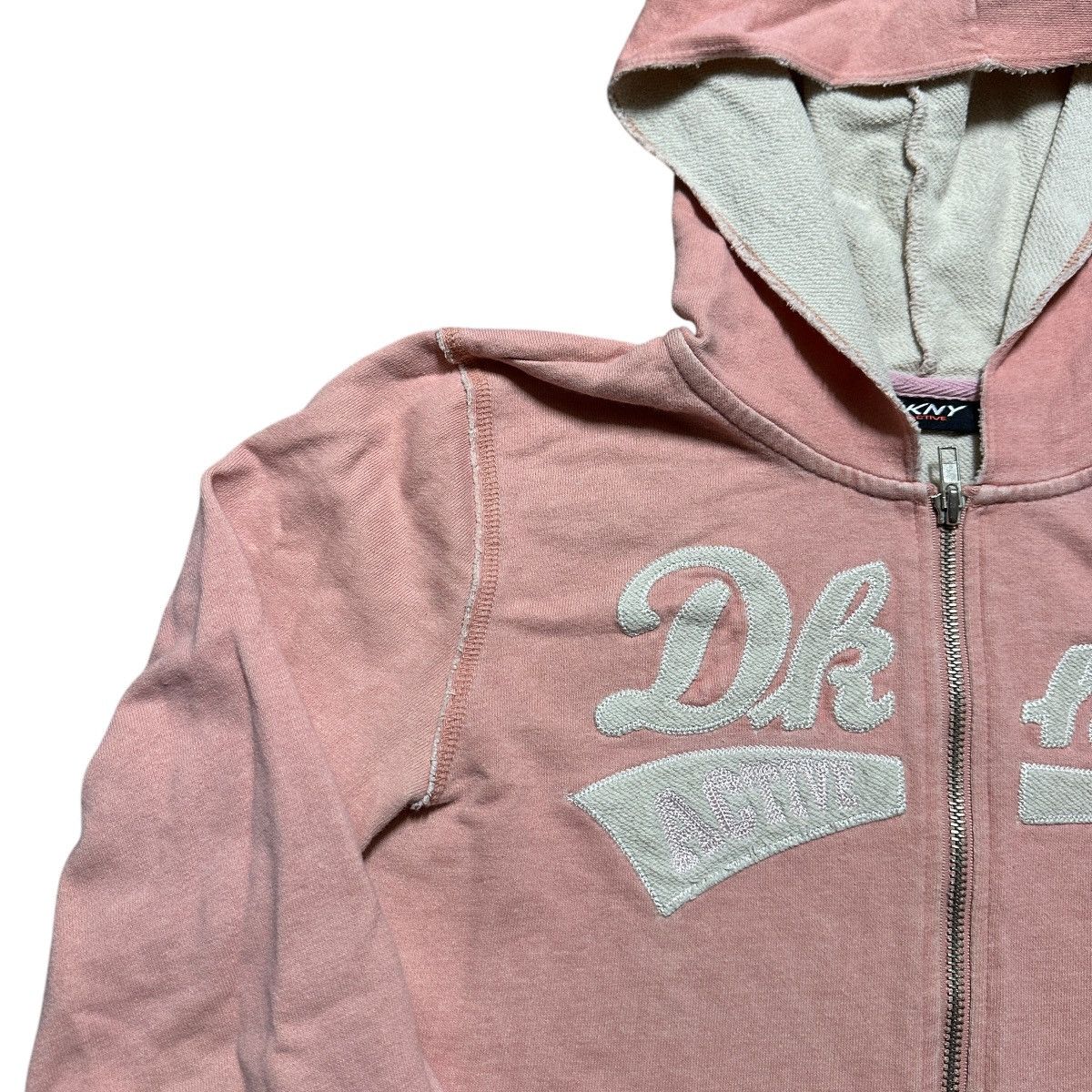 DKNY Women Y2K DKNY Pink Spellout Full Zip Hoodie Size M / US 6-8 / IT 42-44 - 2 Thumbnail