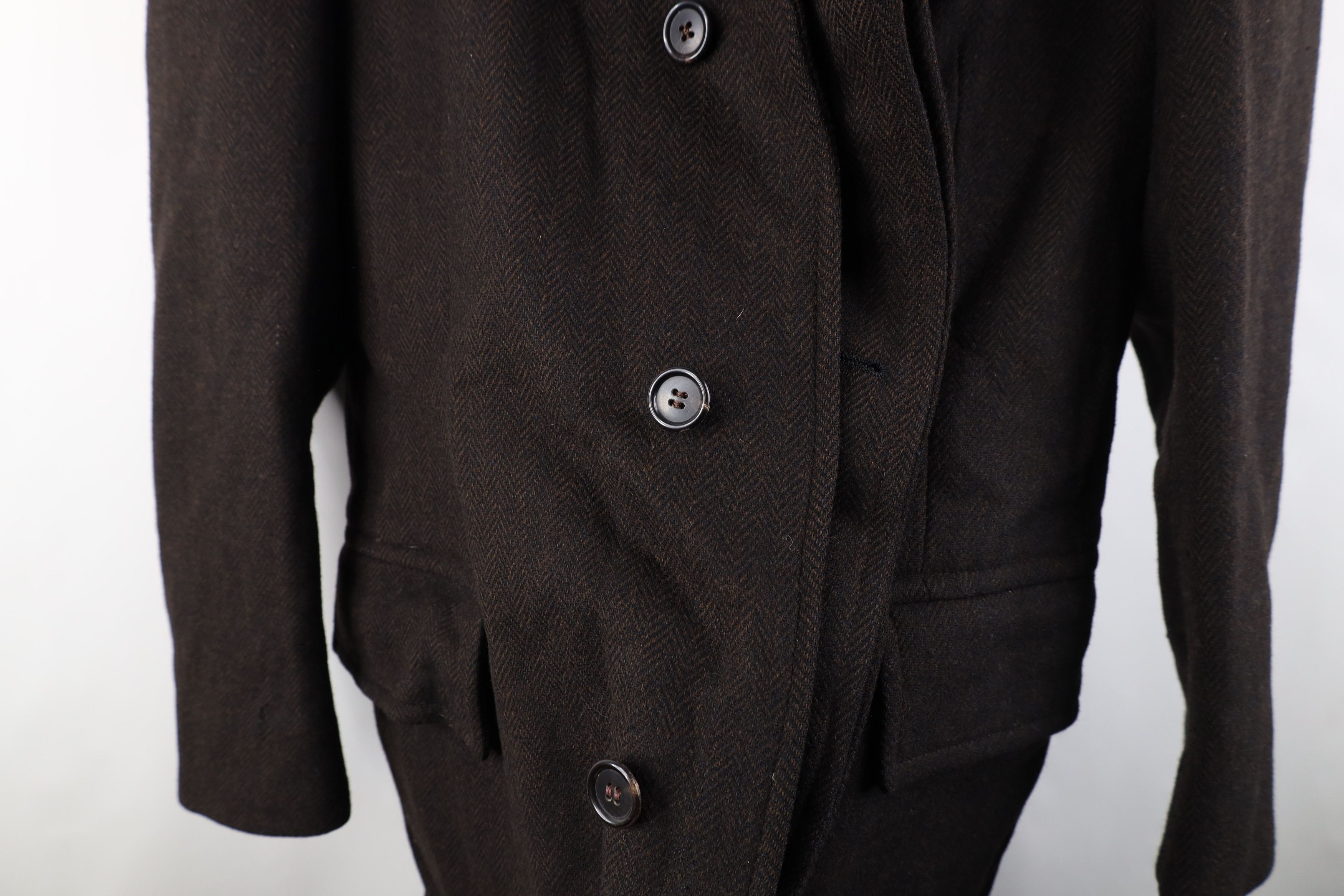Vintage Vintage 50s Bespoke Herringbone Overcoat Jacket Brown USA Size US XL / EU 56 / 4 - 9 Thumbnail