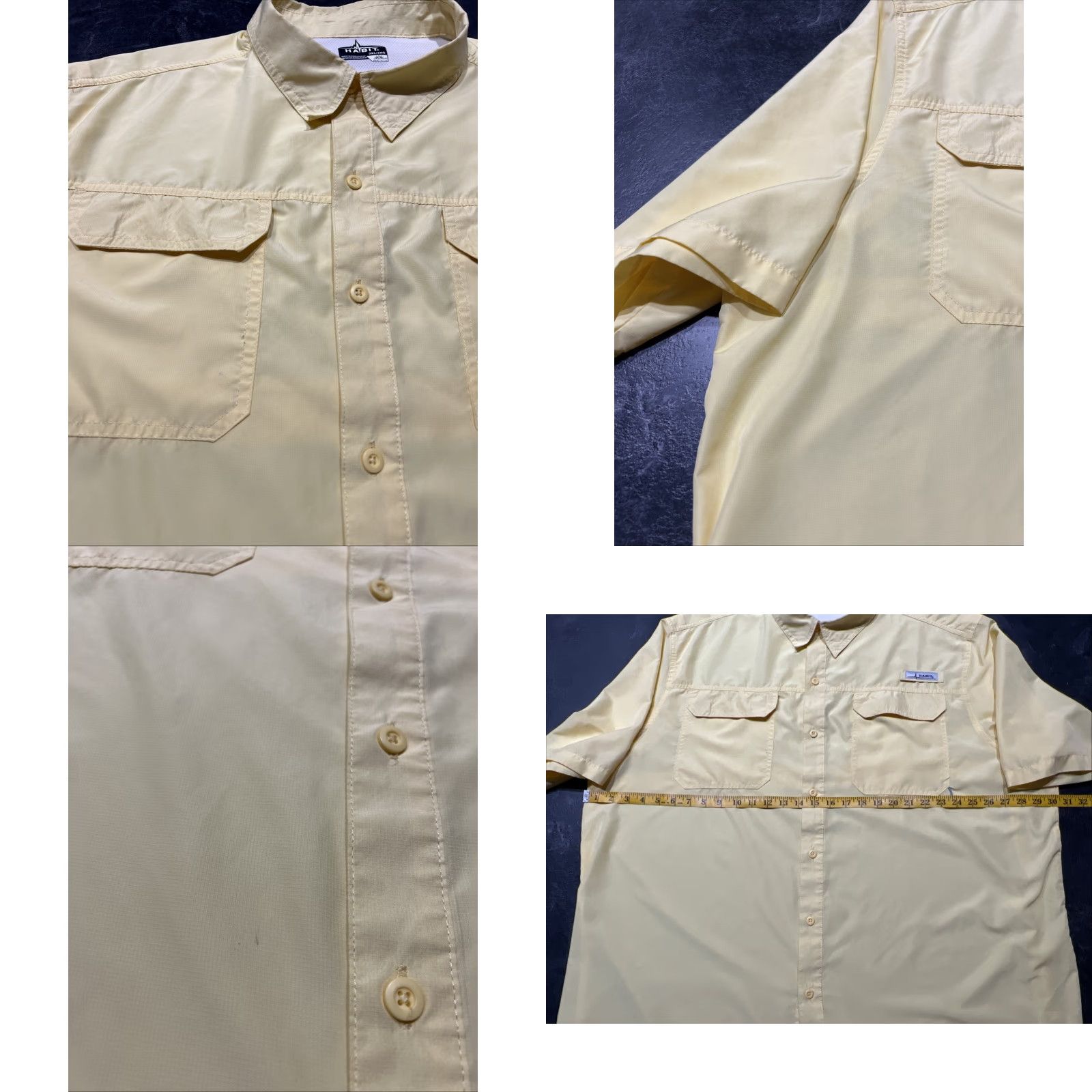 Habitat Habit Men's 3XL Yellow Short Sleeve Fishing Shirt Solar Factor UPF 40+ Button-Up Casual Size US XXL / EU 58 / 5 - 8 Thumbnail