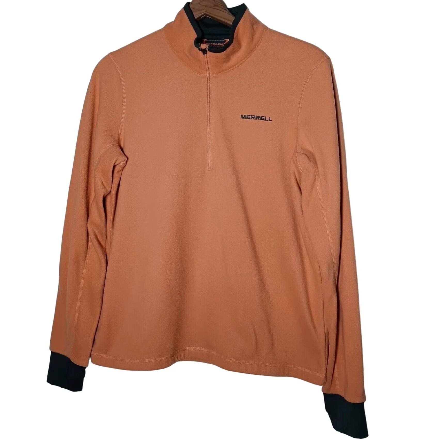 Merrell Merrell Fleece Shirt Jacket Women Medium Orange Pocket Thumb holes 1/4 Zip Hiking Camp Outdoors Merrell Shirt Jacket Womens M Orange Size M / US 6-8 / IT 42-44 - 2 Thumbnail