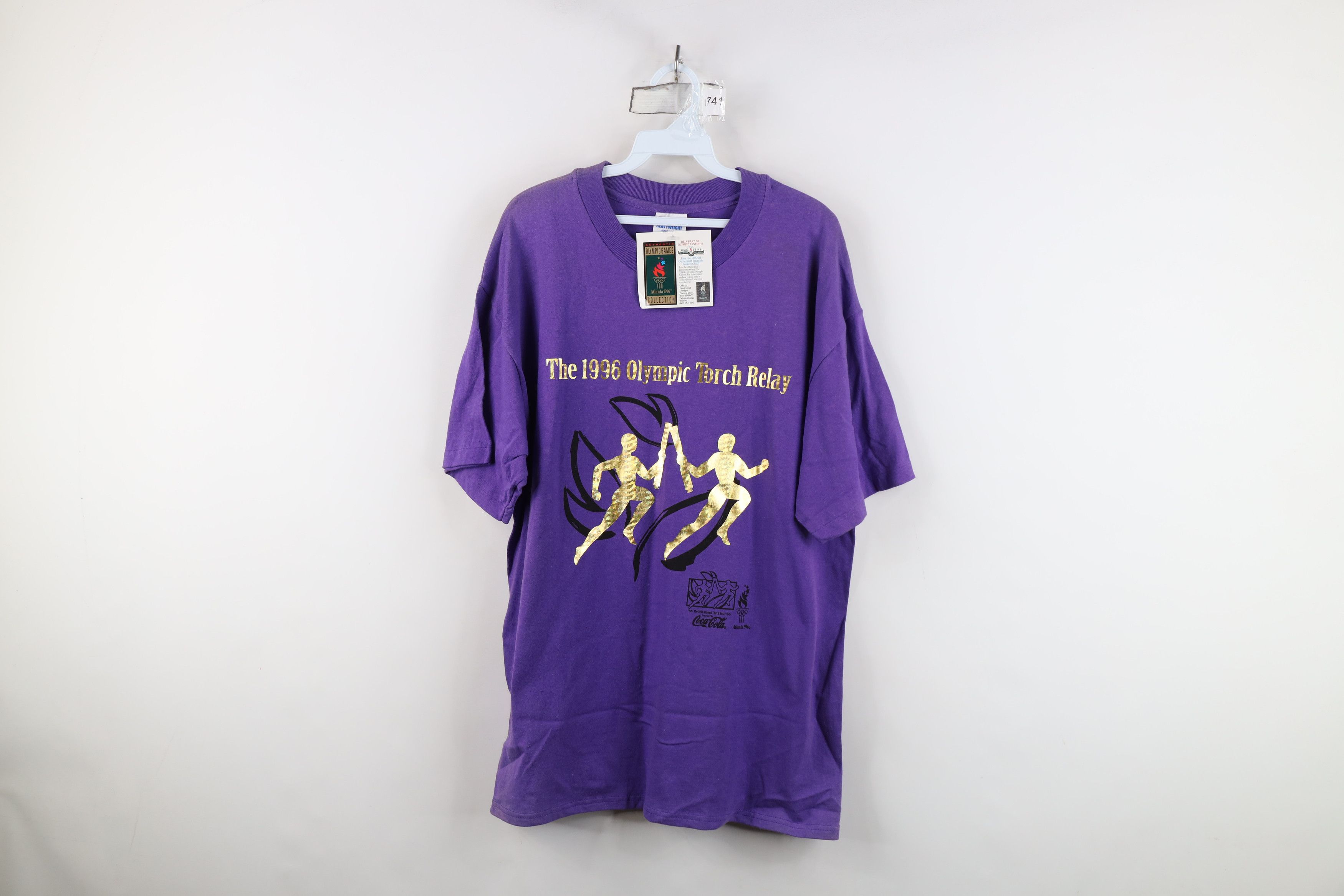 Hanes Deadstock Vintage 90s Atlanta Torch Relay T-Shirt Purple Size US L / EU 52-54 / 3 - 1 Thumbnail
