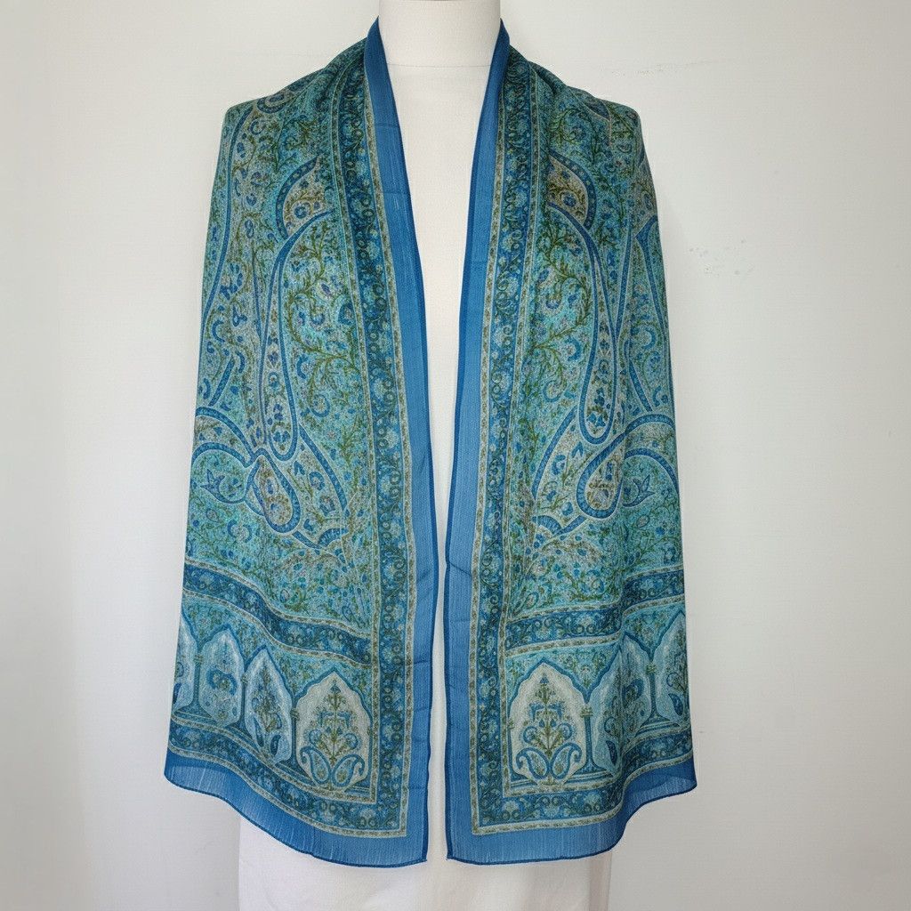 Other Made in India 68x19" Scarf 100% Silk Vintage Chiffon Size ONE SIZE - 5 Thumbnail