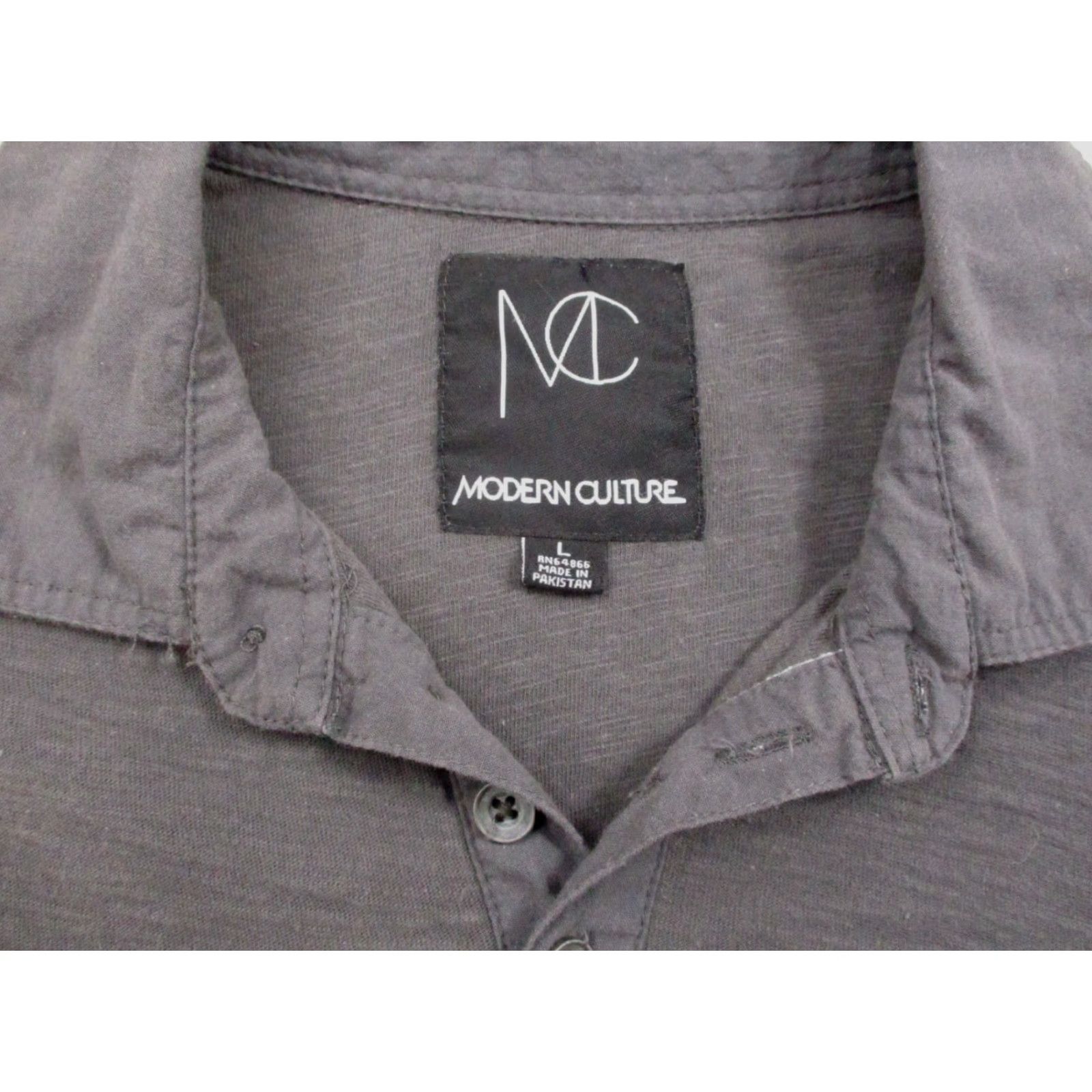 Vintage Modern Culture Polo Shirt Mens L Gray Concrete Wash Pocket Button Casual Shirt Size US L / EU 52-54 / 3 - 5 Thumbnail