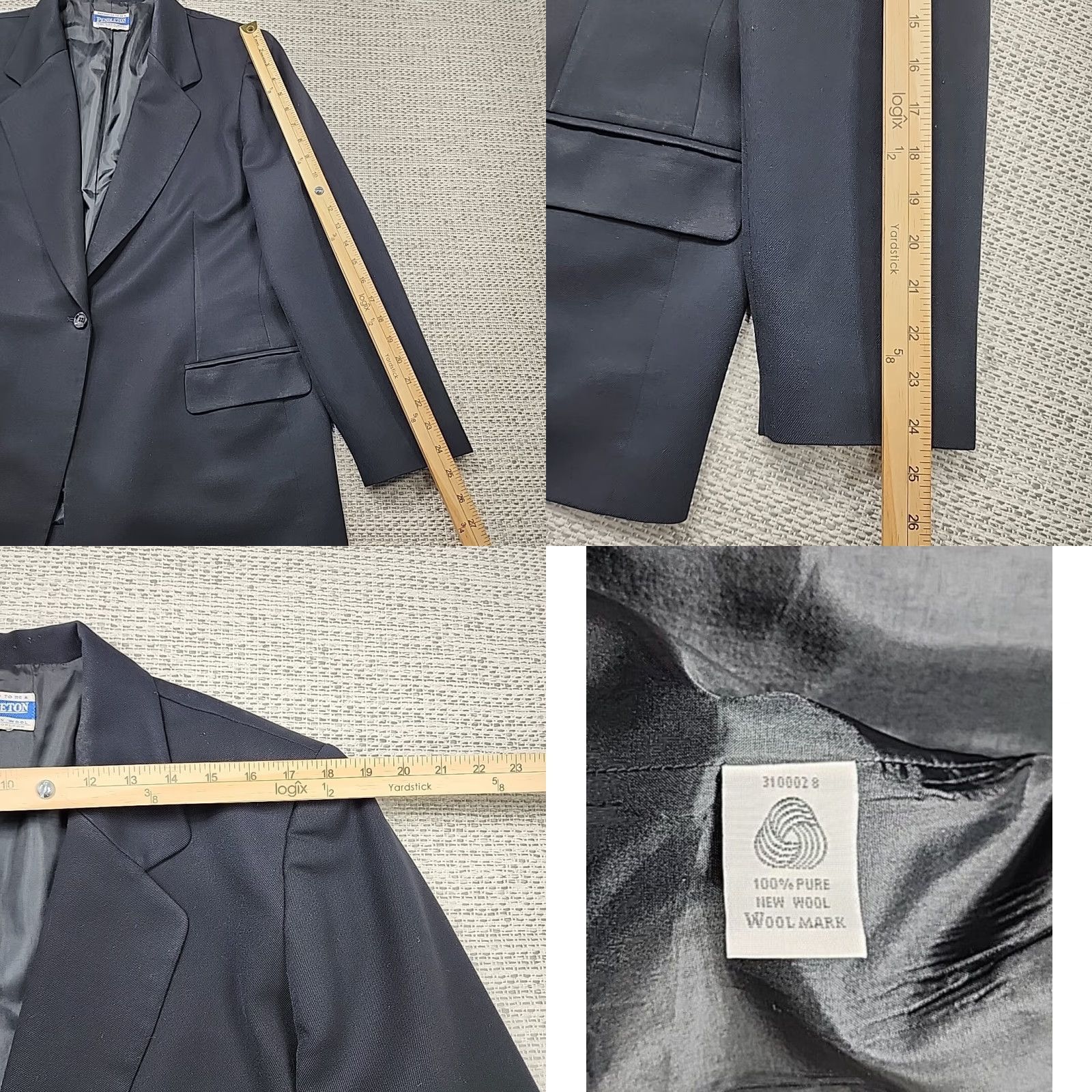 Pendleton VINTAGE Pendleton Blazer Womens 44 Black One-Button 100% Wool USA Made Size M / US 6-8 / IT 42-44 - 10 Thumbnail