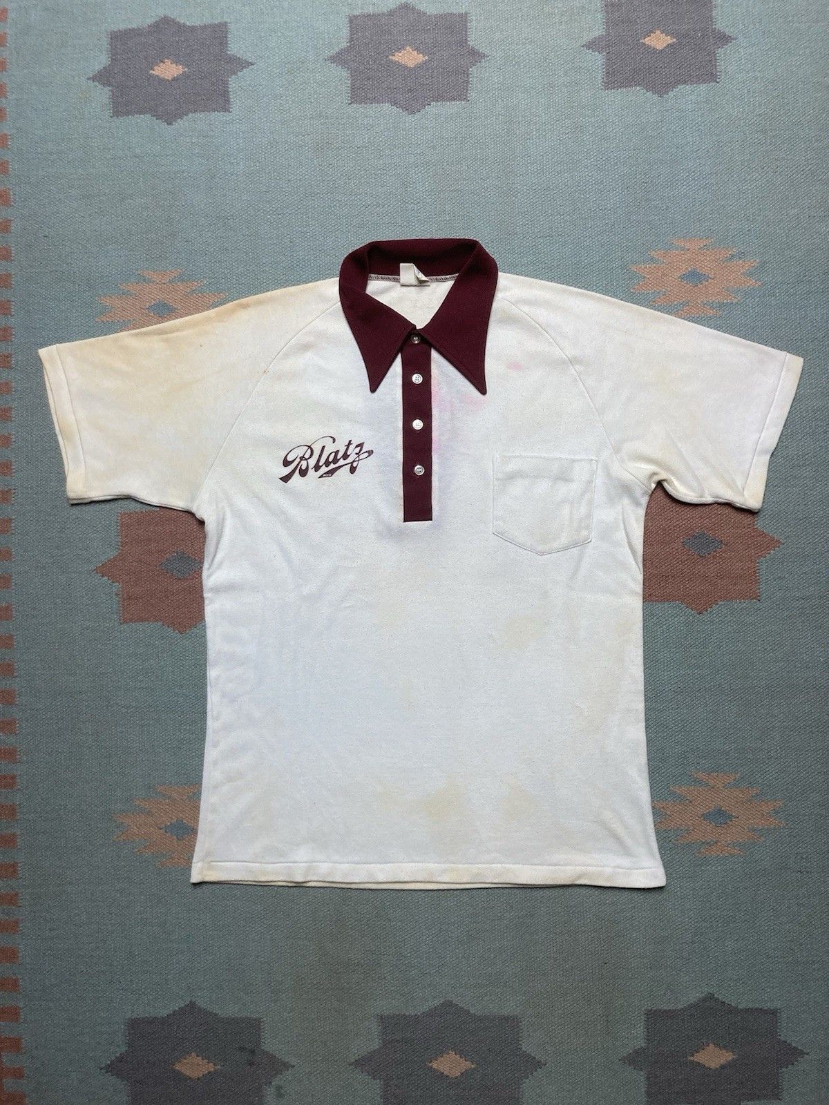 Vintage Vintage 70s polo shirt Blatz Beer dagger collar soft large Size US L / EU 52-54 / 3 - 1 Thumbnail