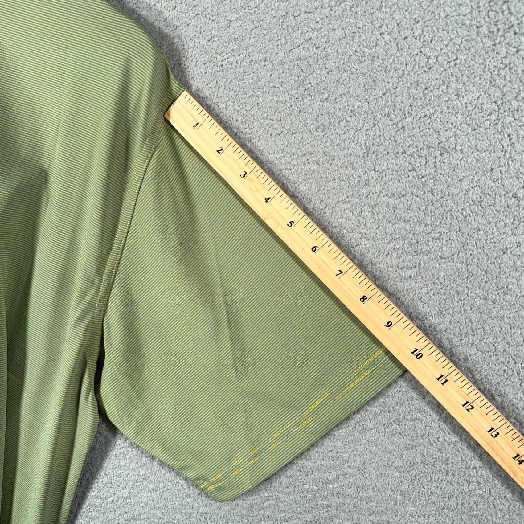 Vintage Onward Reserve Polo Mens M Green Blue Yellow Pinstripe Short Sleeve Button Collar Logo Performance Golf Shirt Size US M / EU 48-50 / 2 - 6 Thumbnail