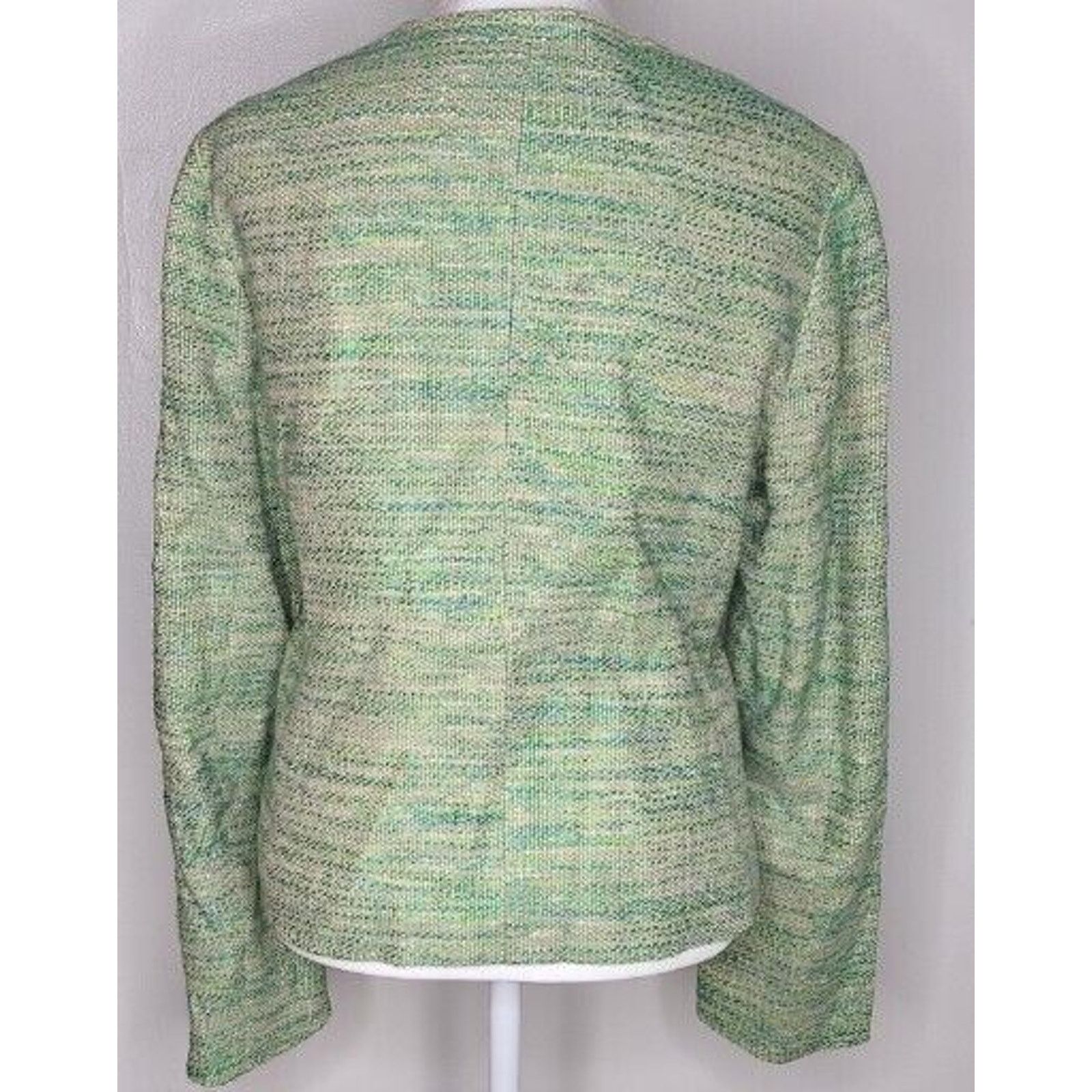J. Jill J. Jill Women's Blazer No Collar Tweed Zip Jacket Green Size M / US 6-8 / IT 42-44 - 4 Thumbnail