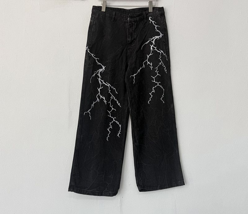 Vintage Lightning Streak Black Jeans Size US 36 / EU 52 - 3 Thumbnail