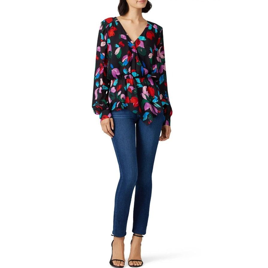 Parker Parker Silk Floral Alyssa V-Neck Asymmetric Peplum Blouse S Size S / US 4 / IT 40 - 4 Thumbnail