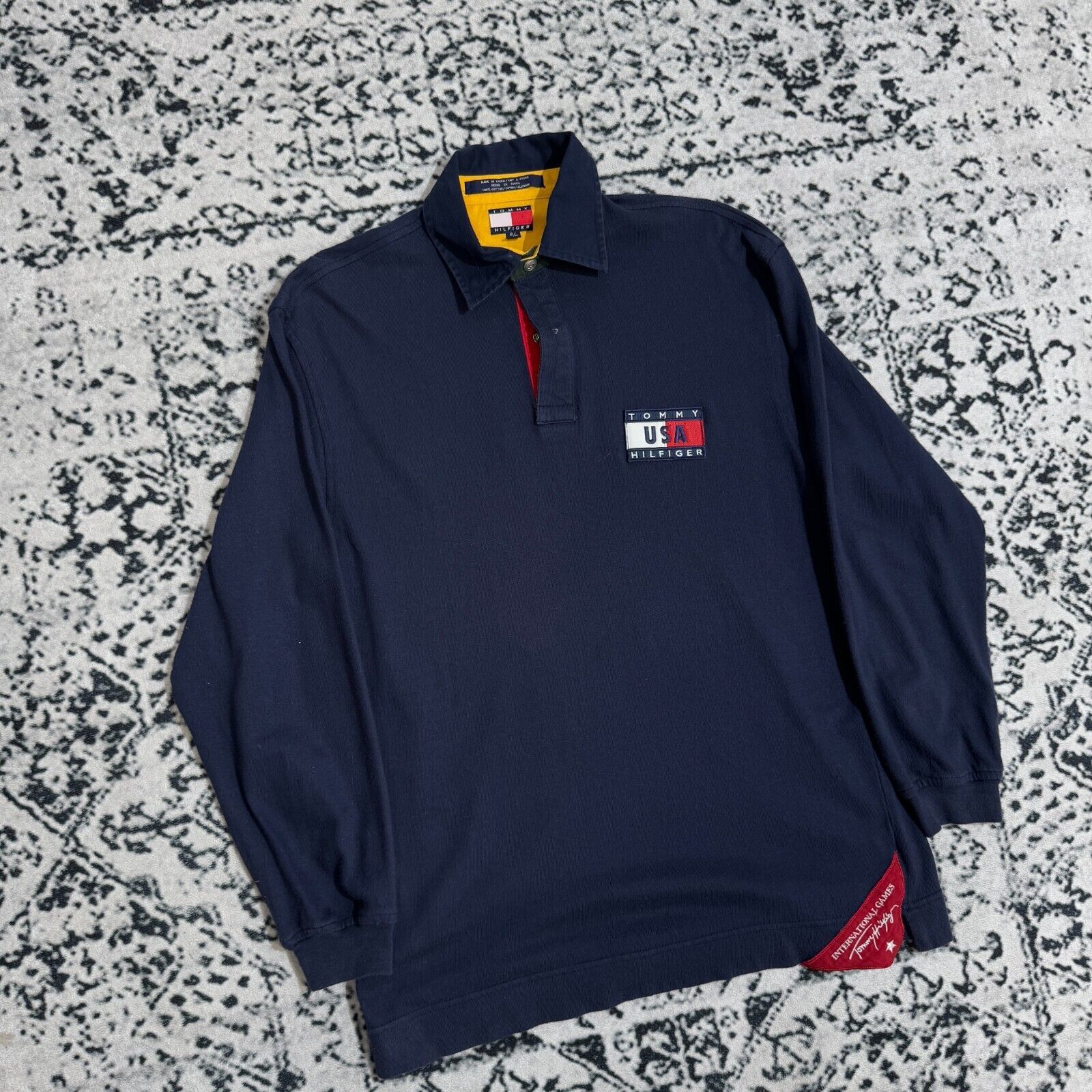 Tommy Hilfiger × Vintage Vintage Tommy Hilfiger Navy Cotton Polo Rugby Shirt Size S Size US S / EU 44-46 / 1 - 4 Thumbnail