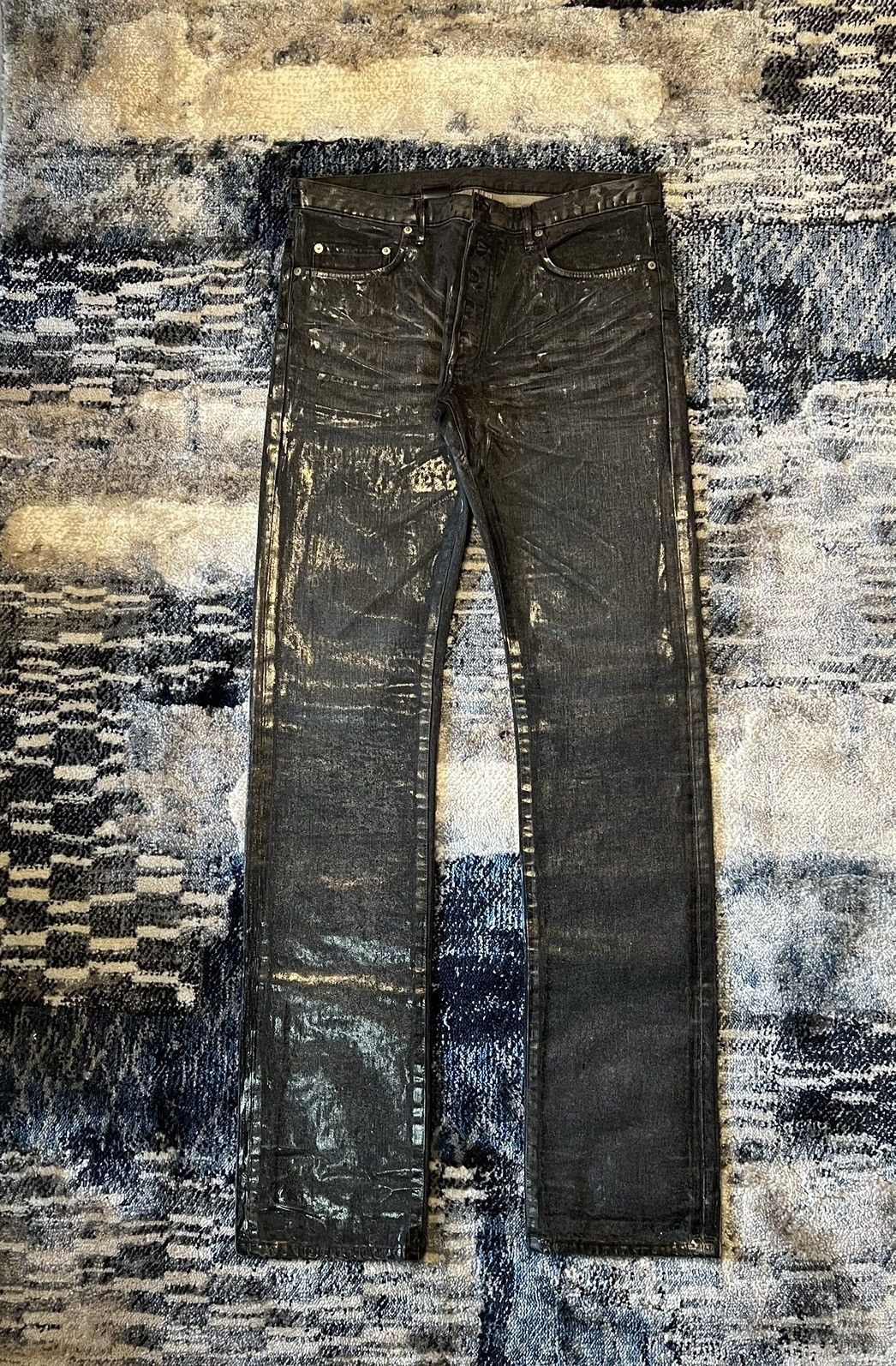 Dior SS04 Strip Black Luster Wax Denim