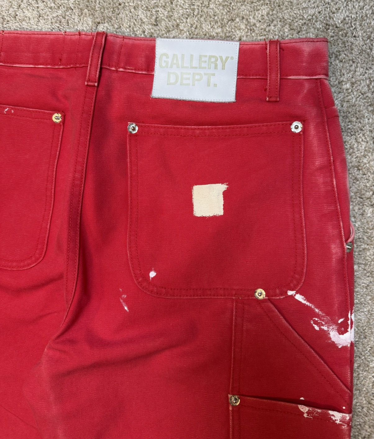 Gallery Dept. Gallery Dept LA Flare Paint Splatter Carpenter Jeans Red Size US 33 - 4 Thumbnail