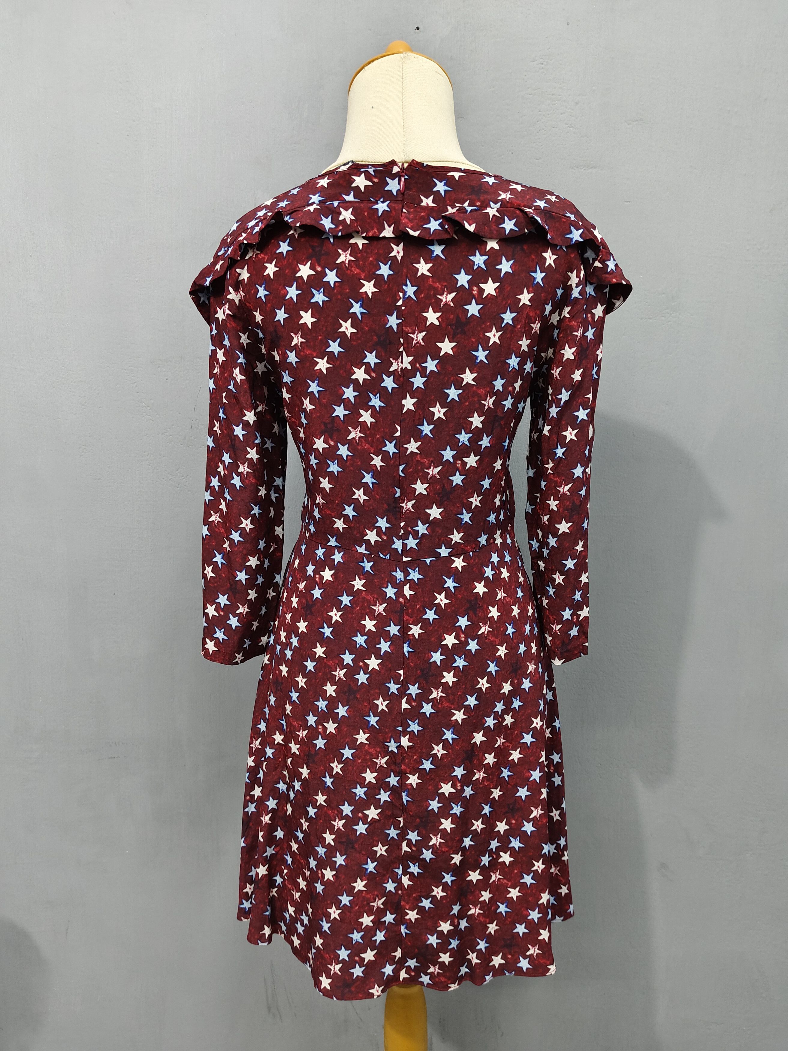 Sandro SANDRO🇫🇷 Retro Graphic Ruffled Cascading Silk Flare Dress Size M / US 6-8 / IT 42-44 - 5 Thumbnail