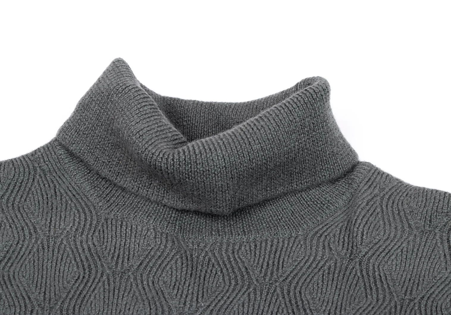Comme des Garcons Homme Plus Wool Zigzag Knit Turtleneck Sweater in Gray Size M Size US M / EU 48-50 / 2 - 3 Thumbnail