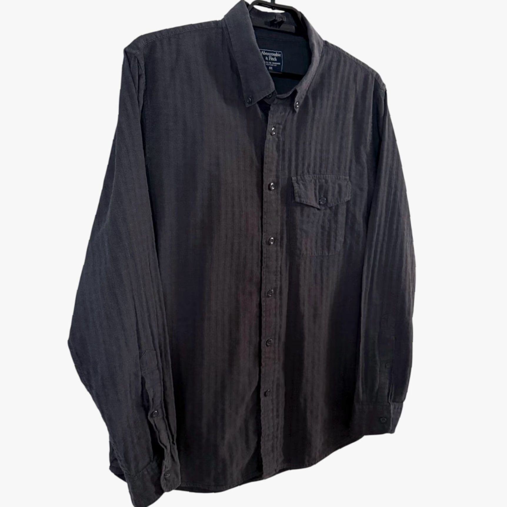 Abercrombie & Fitch Abercrombie & Fitch Shirt Gray Men XXL Button-Down Long-Sleeve Casual Striped 99% Cotton 1% Elastane Button Up Shirts Mens Size US XXL / EU 58 / 5 - 3 Thumbnail