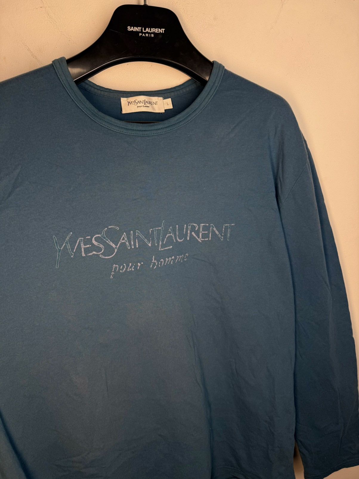 Yves Saint Laurent Big Logo YSL Longsleeve Blue Shirt Vintage Sweatshirt Size US M / EU 48-50 / 2 - 9 Thumbnail