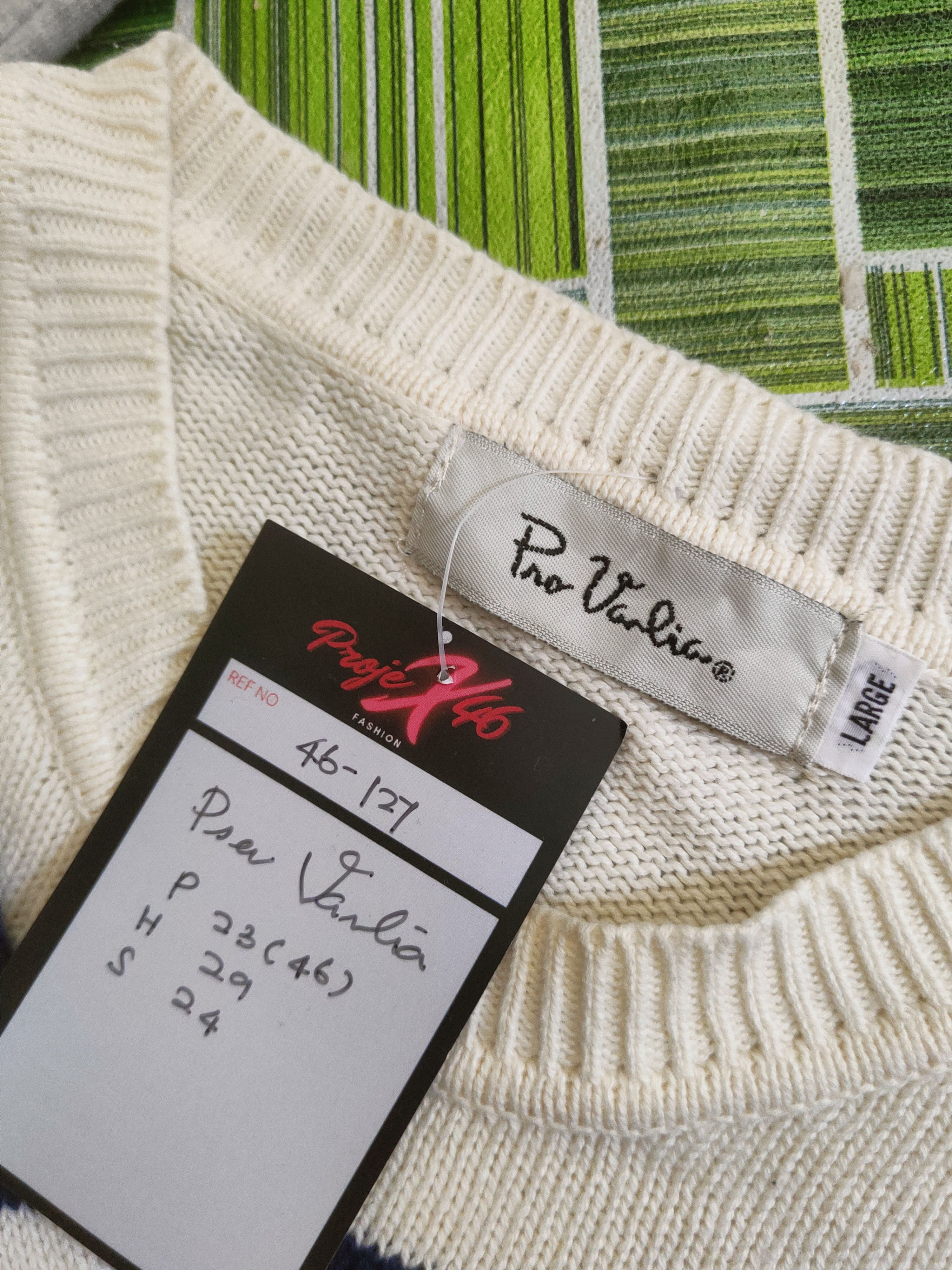 Japanese Brand DL Pno Vanlia Ivory Navy Knitwear Sweatshirts #46-127 Size US L / EU 52-54 / 3 - 11 Thumbnail
