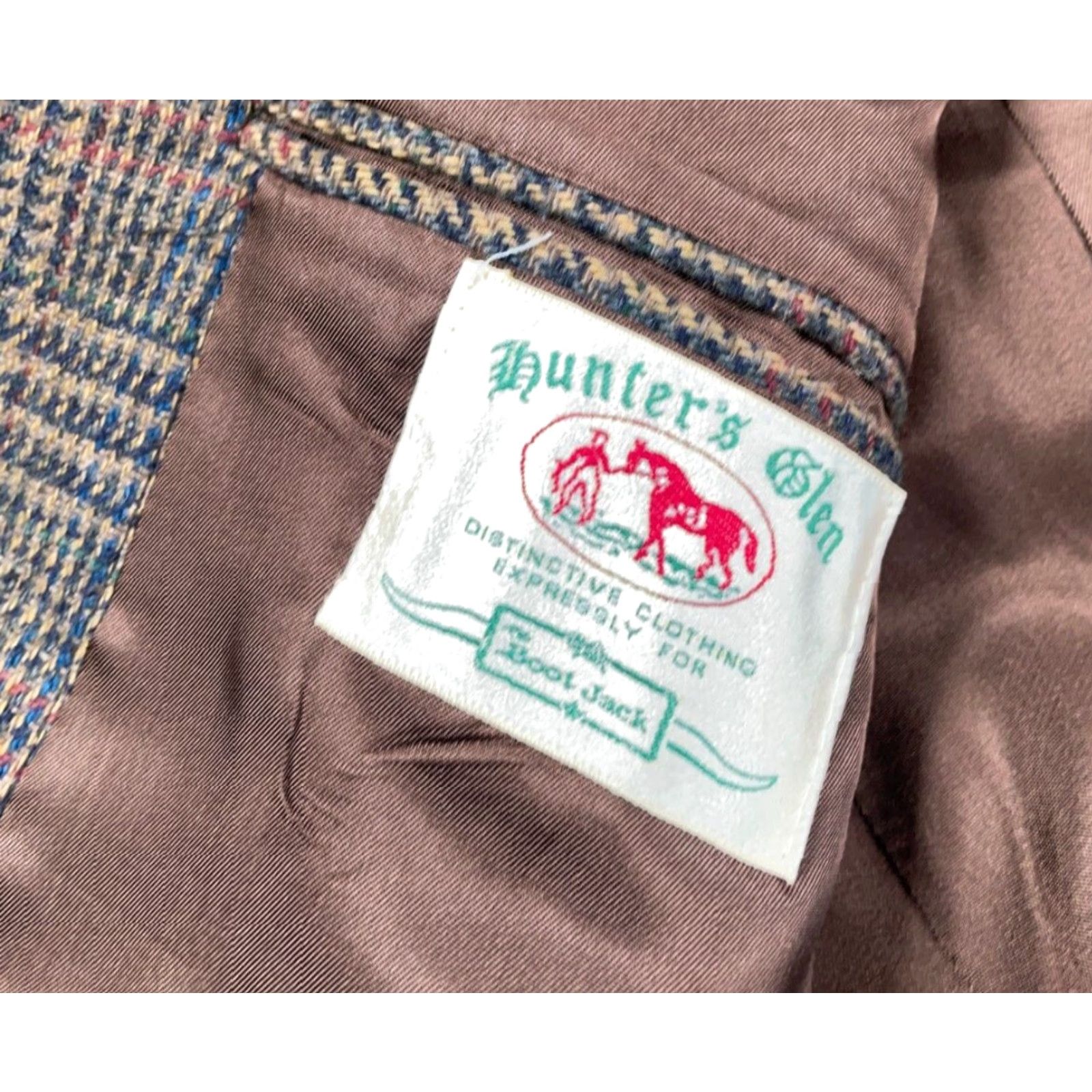 Vintage VINTAGE Hunter's Glen Wool Blazer Men 46 Regular Brown Glen Check 2 Button Jacket Size 46R - 3 Thumbnail