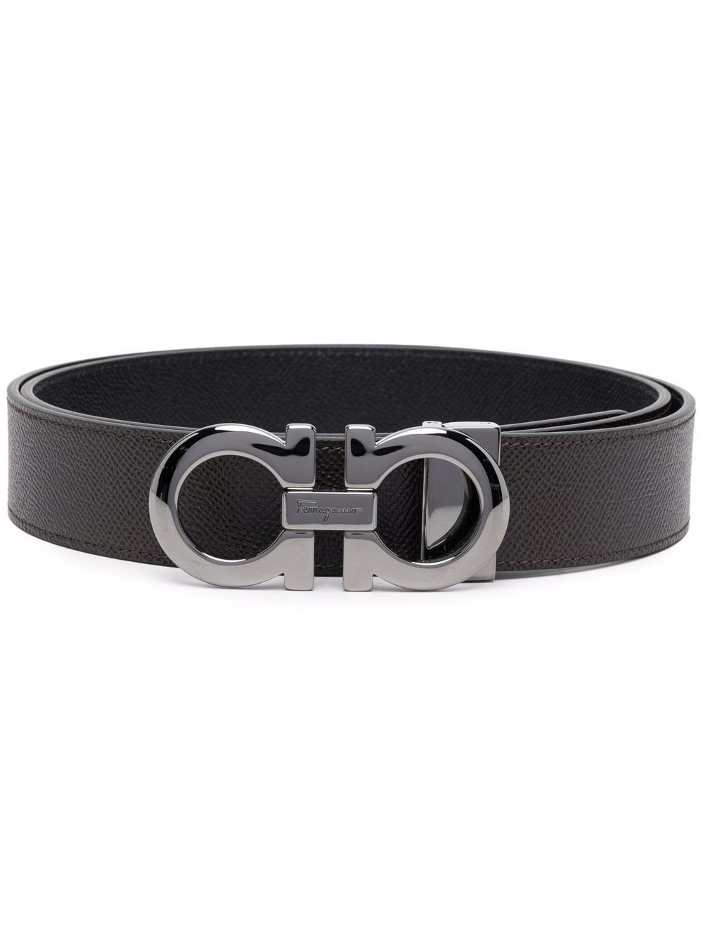 Salvatore Ferragamo HAMMERED LEATHER REVERSIBLE GANCINI BELT Size ONE SIZE - 1 Thumbnail