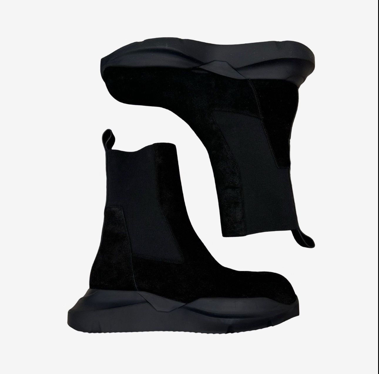 Rick Owens *RARE* RICK OWENS Black Suede Edfu Beatle Chelsea Boots Size US 12 / EU 45 - 2 Thumbnail