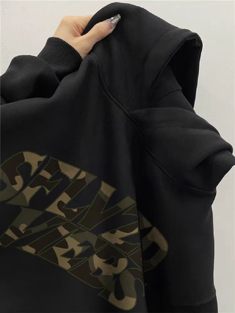 Designer × Japanese Brand Hip Hop Camouflage Letter Print Loose Hooded Sweatshirt XL Size US XL / EU 56 / 4 - 3 Thumbnail