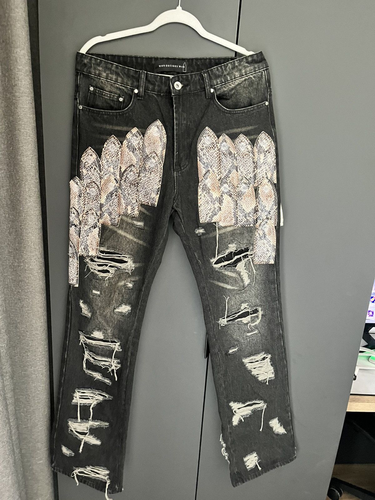 Who Decides War Who Decides War Snakeskin Patched Arch Mocha Denim Size US 32 / EU 48 - 1 Thumbnail