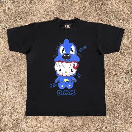 Vintage Haruno x Katou Black washed retro dinosaur cat print t-shirt Size US M / EU 48-50 / 2 - 1 Thumbnail