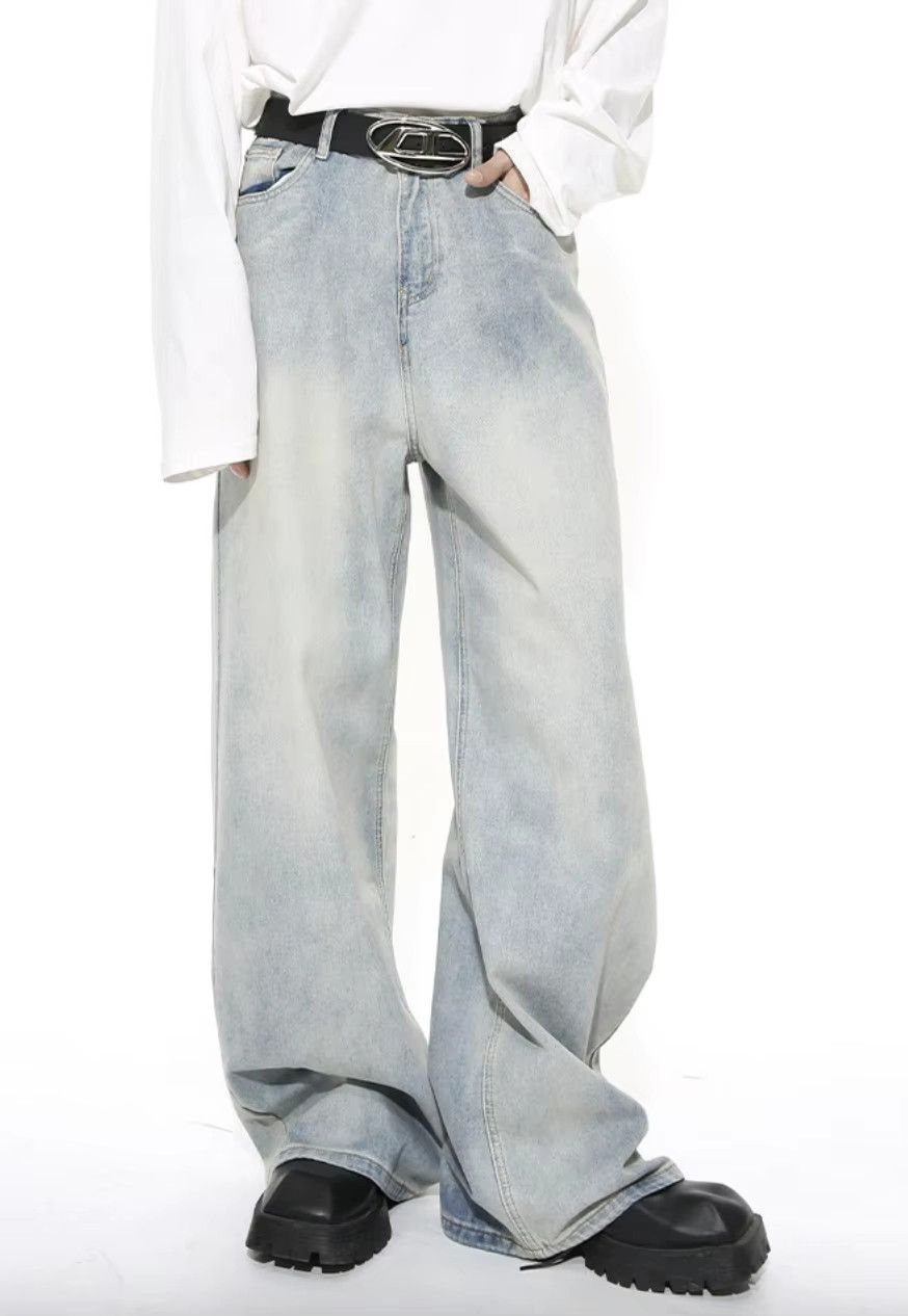 Japanese Brand UNISEX Light Baggy Wide Leg Jeans Oversized Loose Fit Denim Size US 29 - 4 Thumbnail