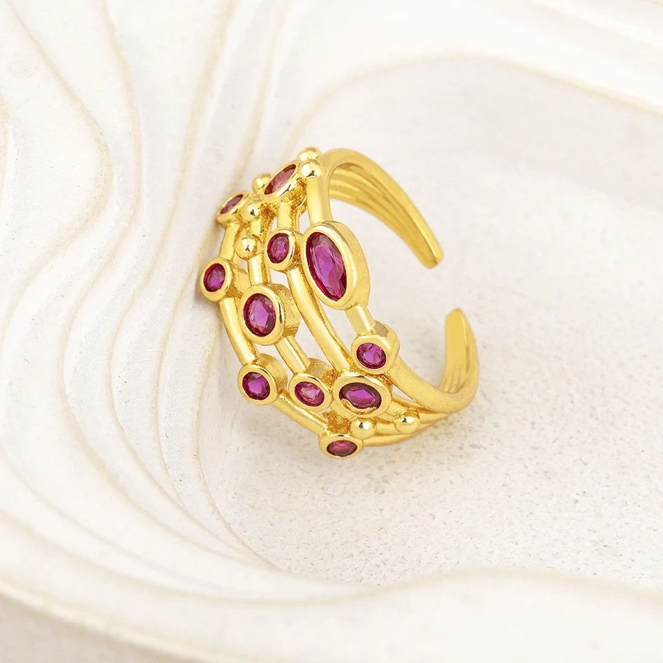 Japanese Brand × Jewelry × Vintage Four Layers Exquisite Simple Zircon Ring Size ONE SIZE - 1 Thumbnail