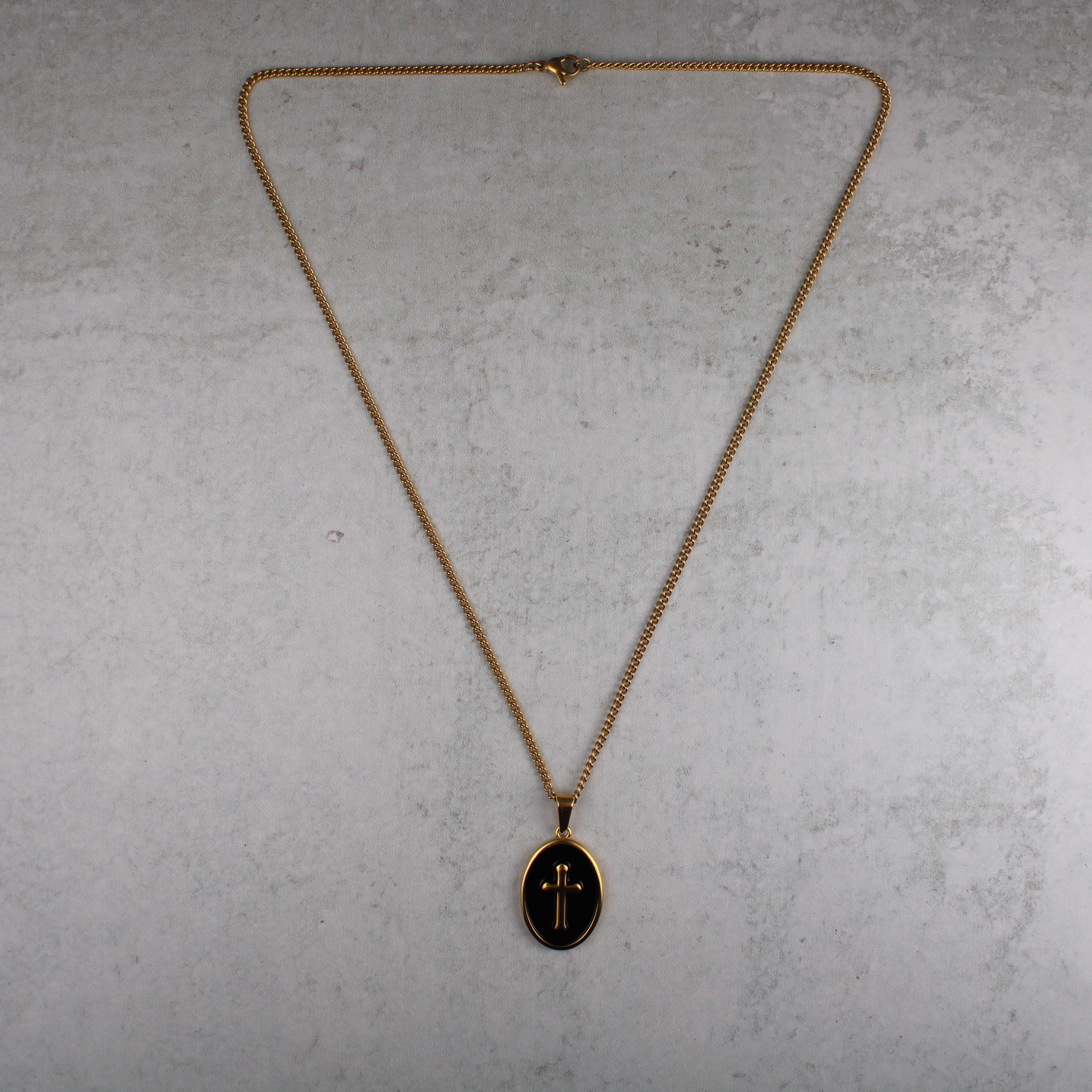 Jewelry Gold Enamel Cross Pendant Chain Necklace Size ONE SIZE - 6 Thumbnail