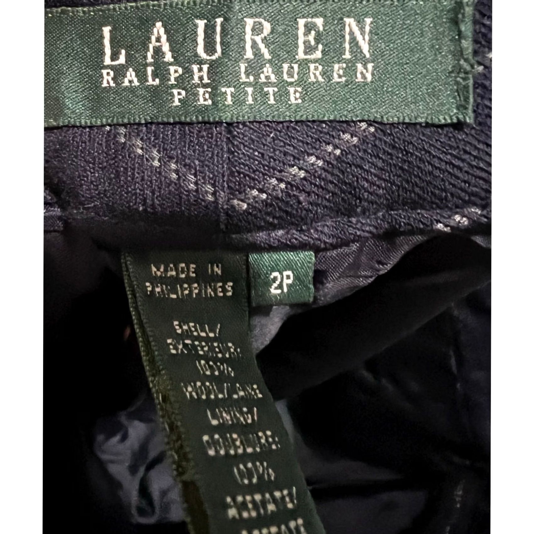 Vintage VINTAGE? Lauren Ralph Lauren Women’s Wool Pants Pinstripe Office Preppy Navy Trousers 2P Size 26" / US 2 / IT 38 - 6 Thumbnail