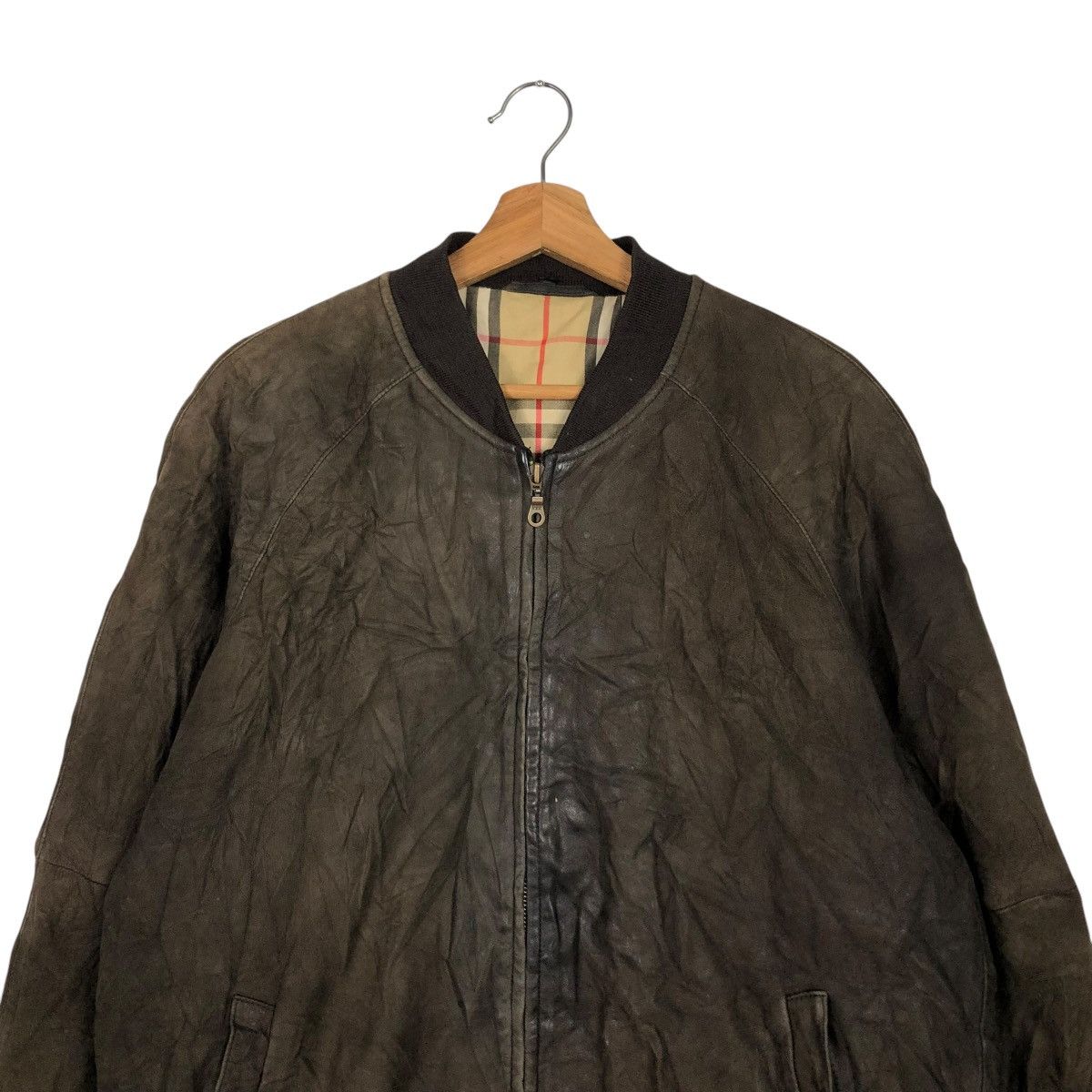 Burberry 🔥VINTAGE LEATHER JACKET BURBERRY LONDON NOVA CHECK BLANKET Size US M / EU 48-50 / 2 - 6 Thumbnail