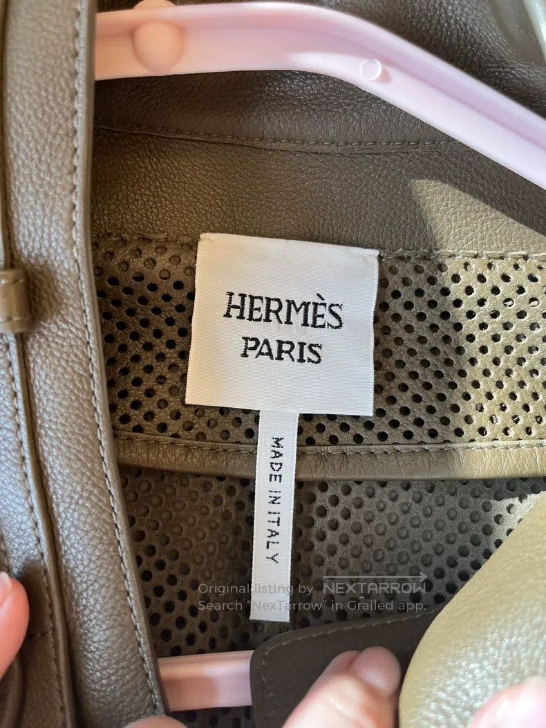 Hermes Hermes Elephant Gray Leather Jacket Size XXS / US 00 / IT 34 - 4 Thumbnail