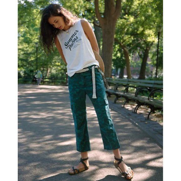 Anthropologie Anthropologie Austin Cargo Pants Dark Turquoise Camo Size 26" / US 2 / IT 38 - 1 Thumbnail