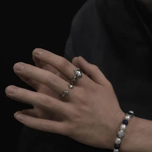 Other Stylish Star-Shaped Silver Rings Set Size ONE SIZE - 3 Thumbnail