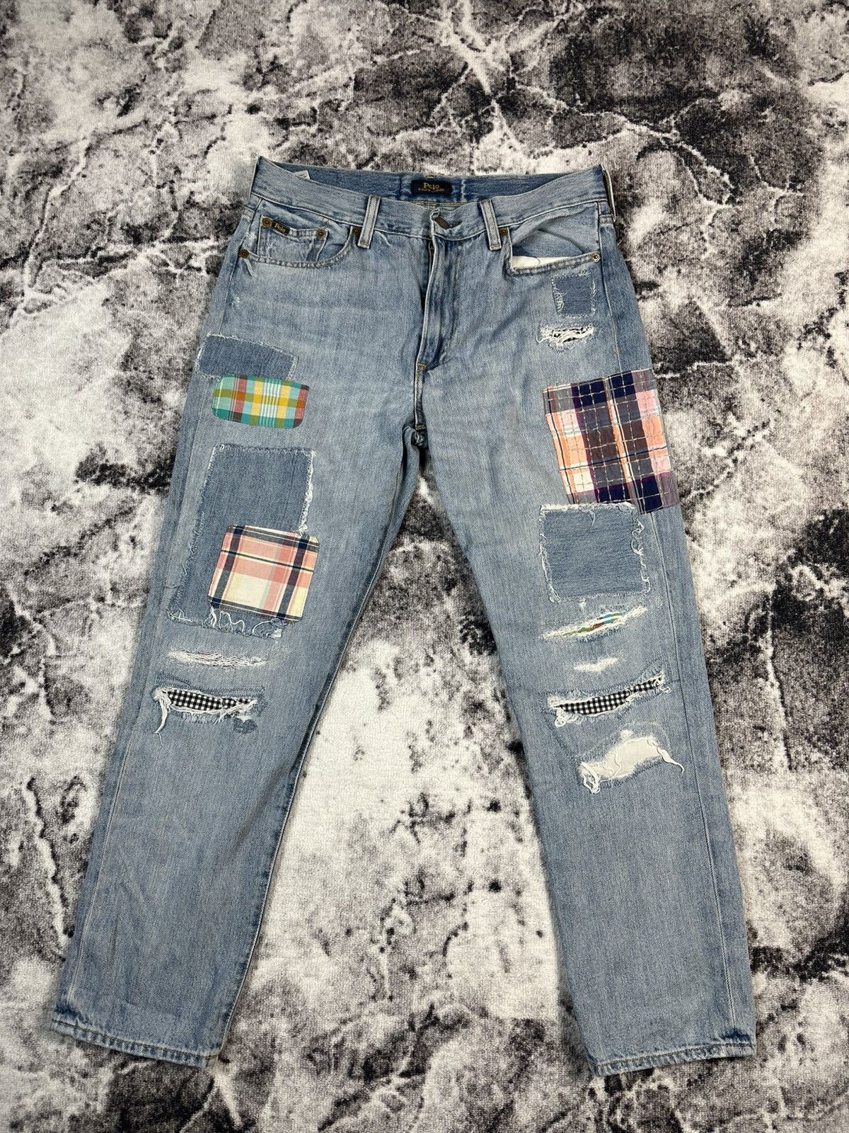 Polo Ralph Lauren Polo Ralph Lauren Patchwork Distressed Denim Jeans Size 27" / US 4 / IT 40 - 1 Thumbnail