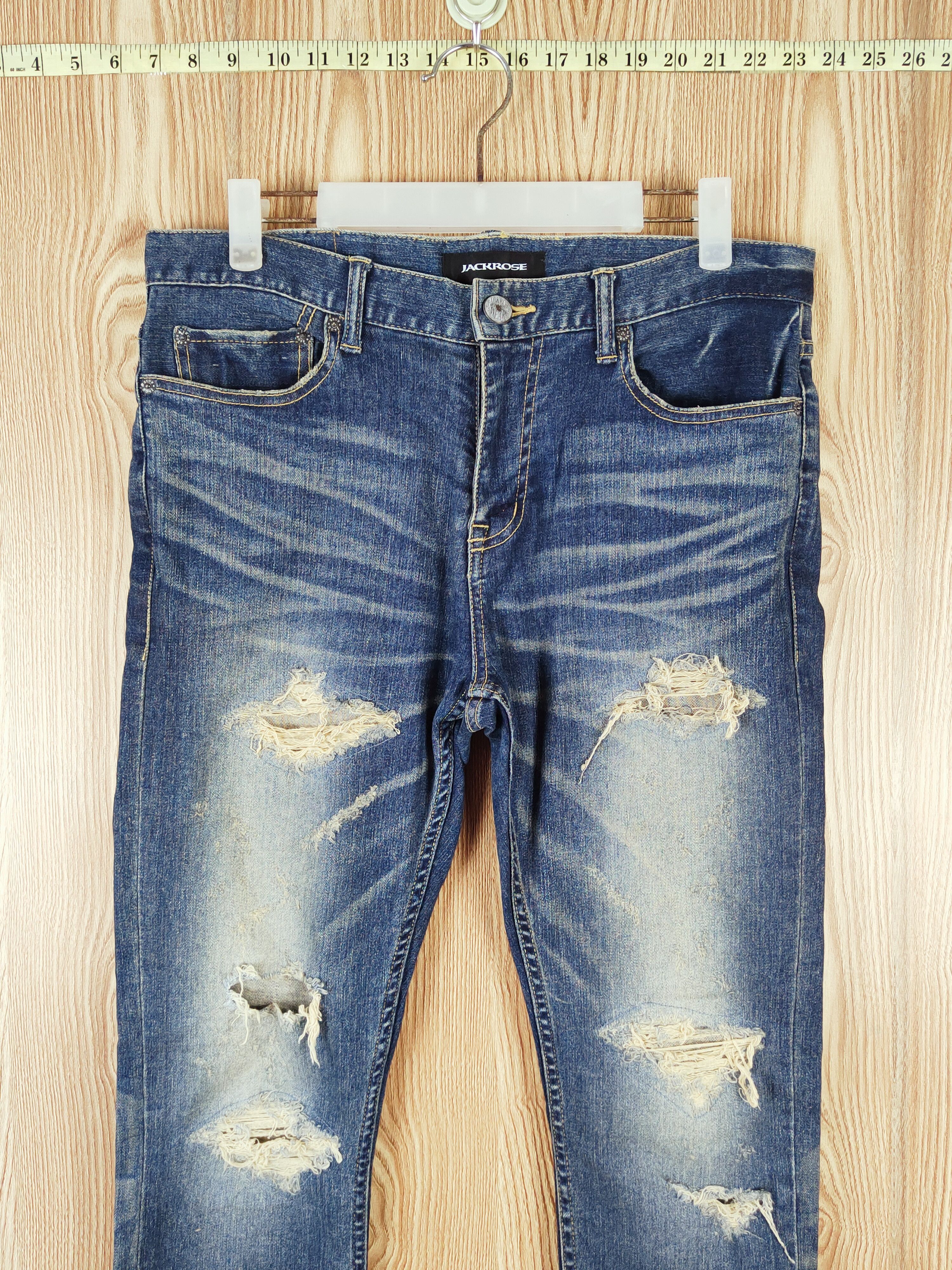 JACKROSE Jack Rose Blue Distressed Ripped Jeans #W191 Size 27" / US 4 / IT 40 - 2 Thumbnail