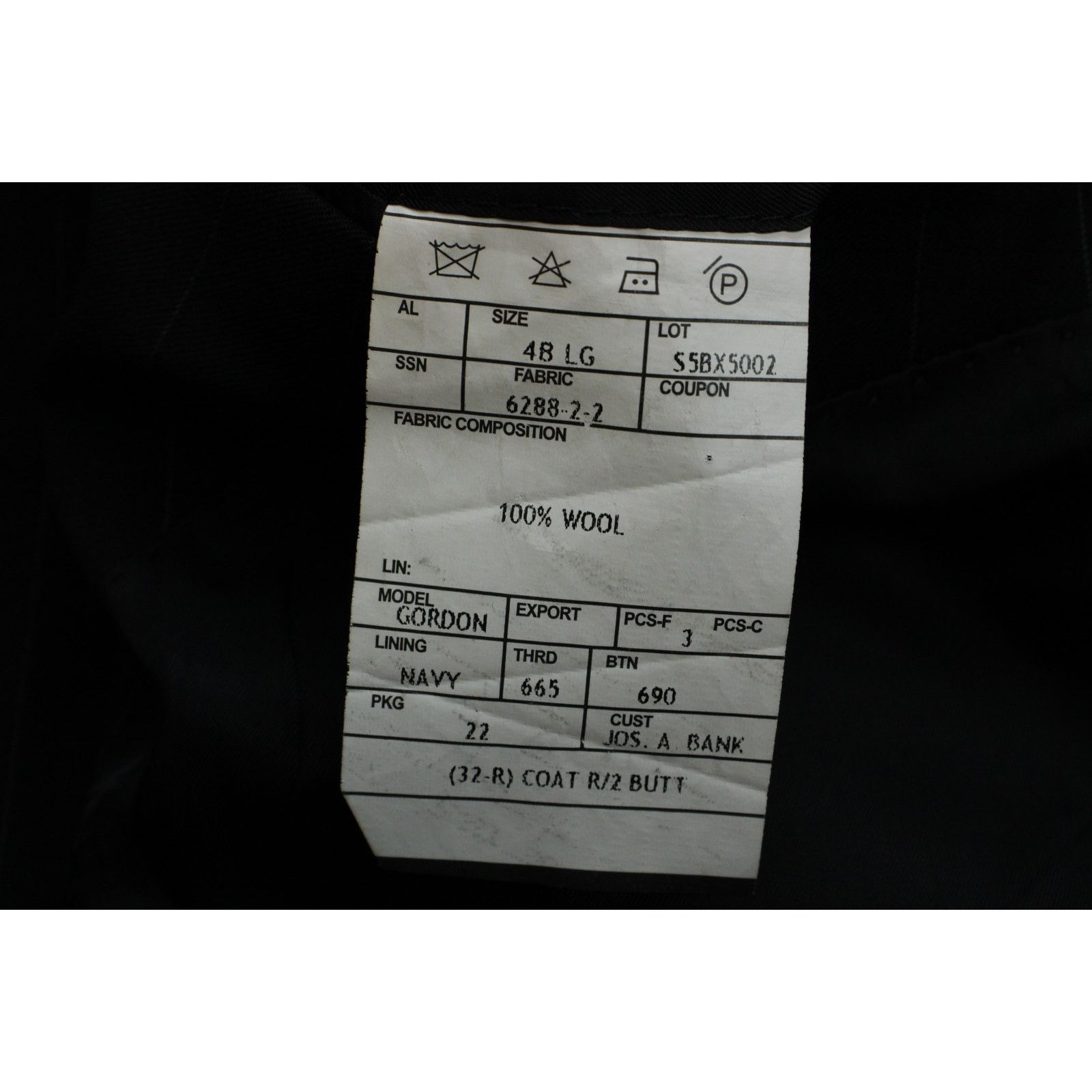 Jos. A. Bank Jos A Bank Suit Mens 48L Black Pinstripe 100% Wool Pants Size 48L - 8 Thumbnail
