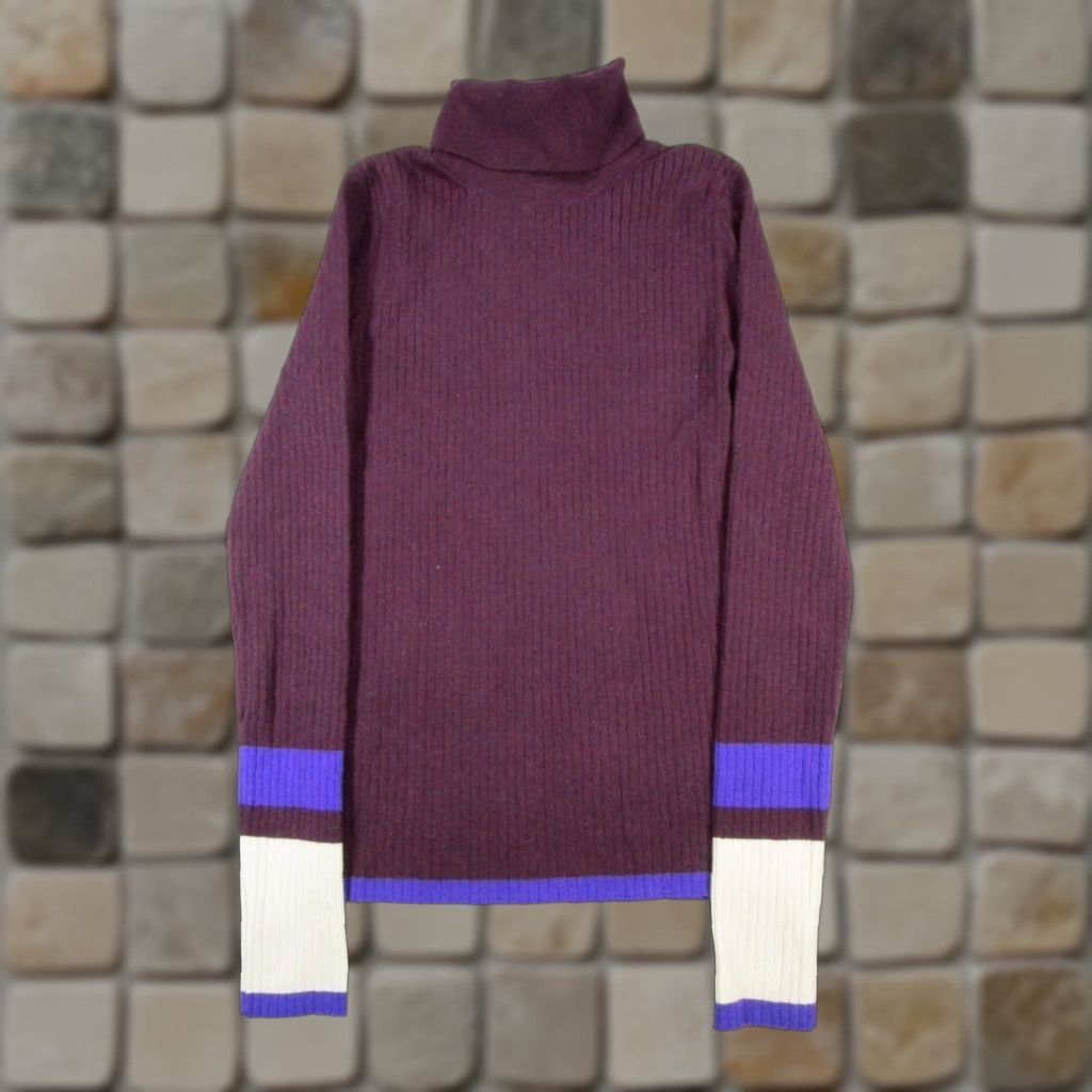 Ann Taylor Ann Taylor Sweater Womens Small Purple Blue White Knit Turtleneck New Size S / US 4 / IT 40 - 1 Thumbnail