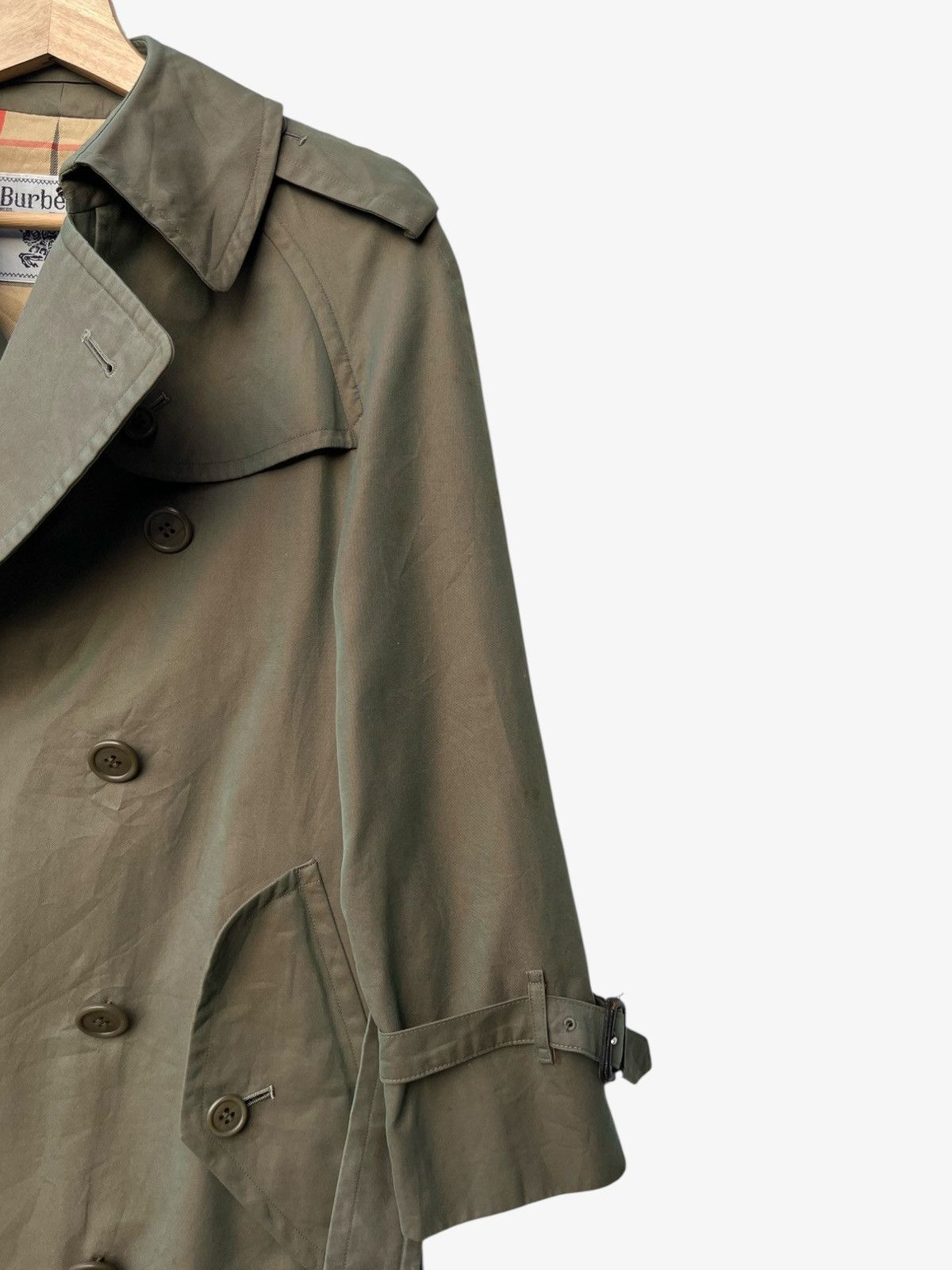 Burberry 80s/90s Burberrys Trench Coat Classic Double Breasted Olive Size S / US 4 / IT 40 - 14 Thumbnail