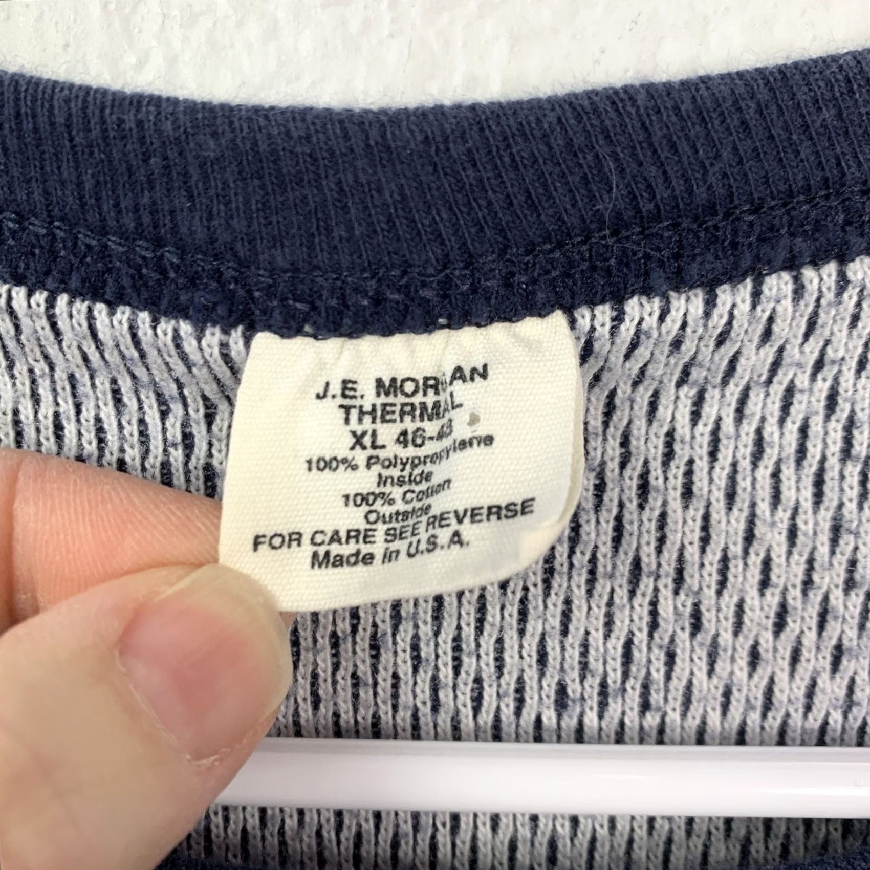 Vintage VINTAGE J.E. Morgan Thermal Shirt XL 46-48 Navy Blue Waffle Knit USA Made Mens Size US XL / EU 56 / 4 - 4 Thumbnail