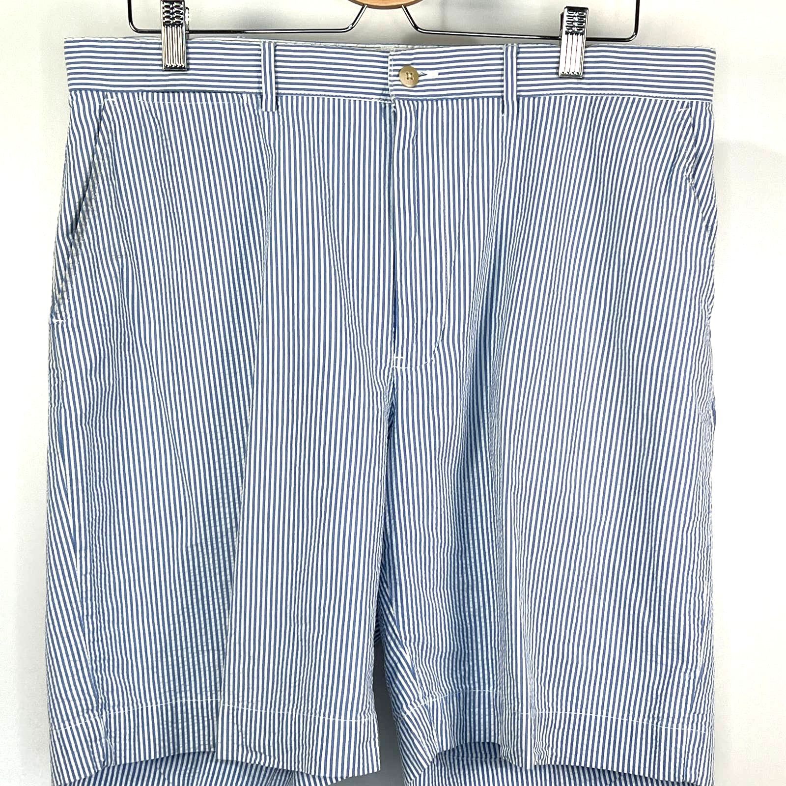 Polo Ralph Lauren Vintage 90s Polo Ralph Lauren Seersucker Shorts Blue Size US 36 / EU 52 - 2 Thumbnail