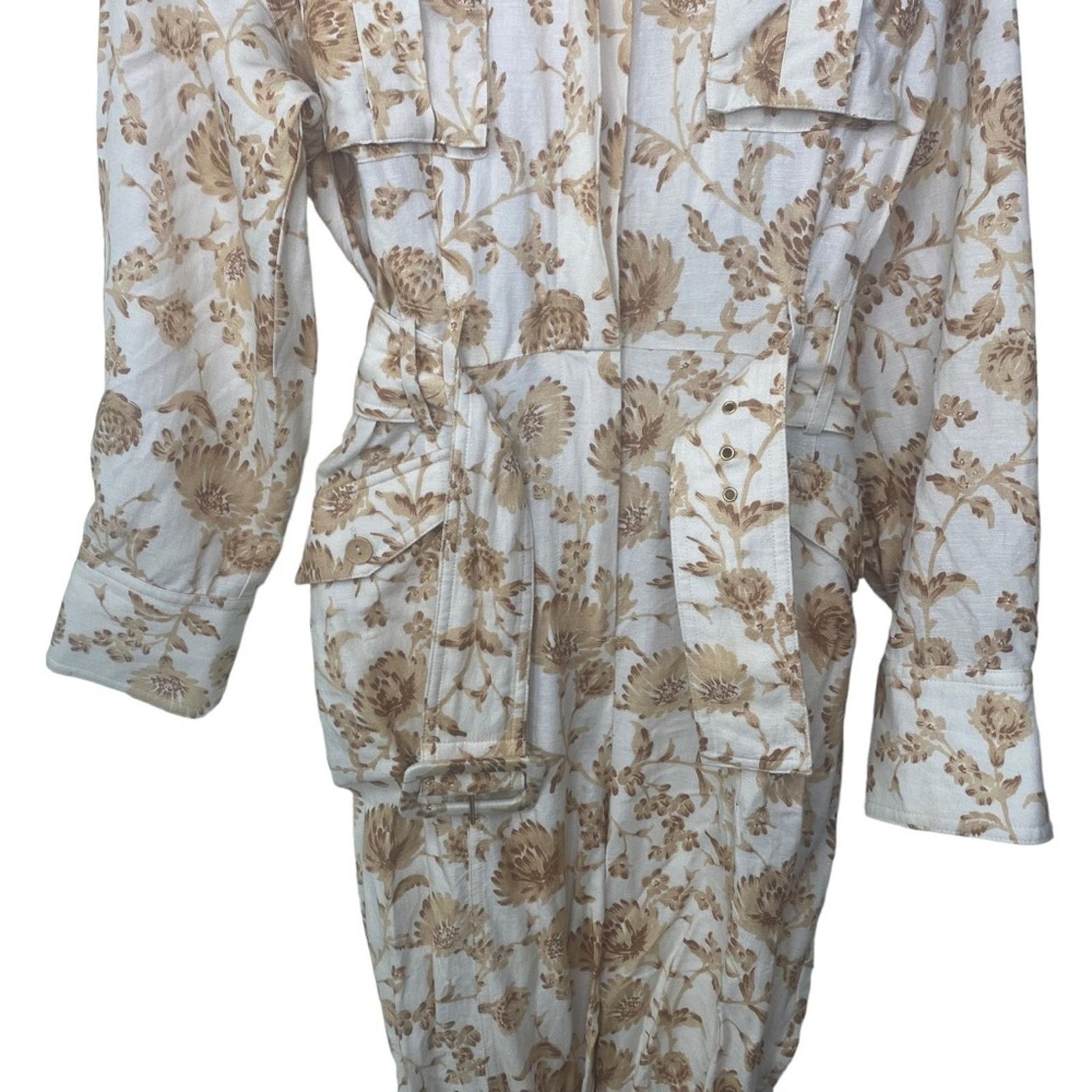 Anthropologie SIGNIFICANT OTHER Aphrodite Belted Jumpsuit Linen Blend Size 27" / US 4 / IT 40 - 7 Thumbnail