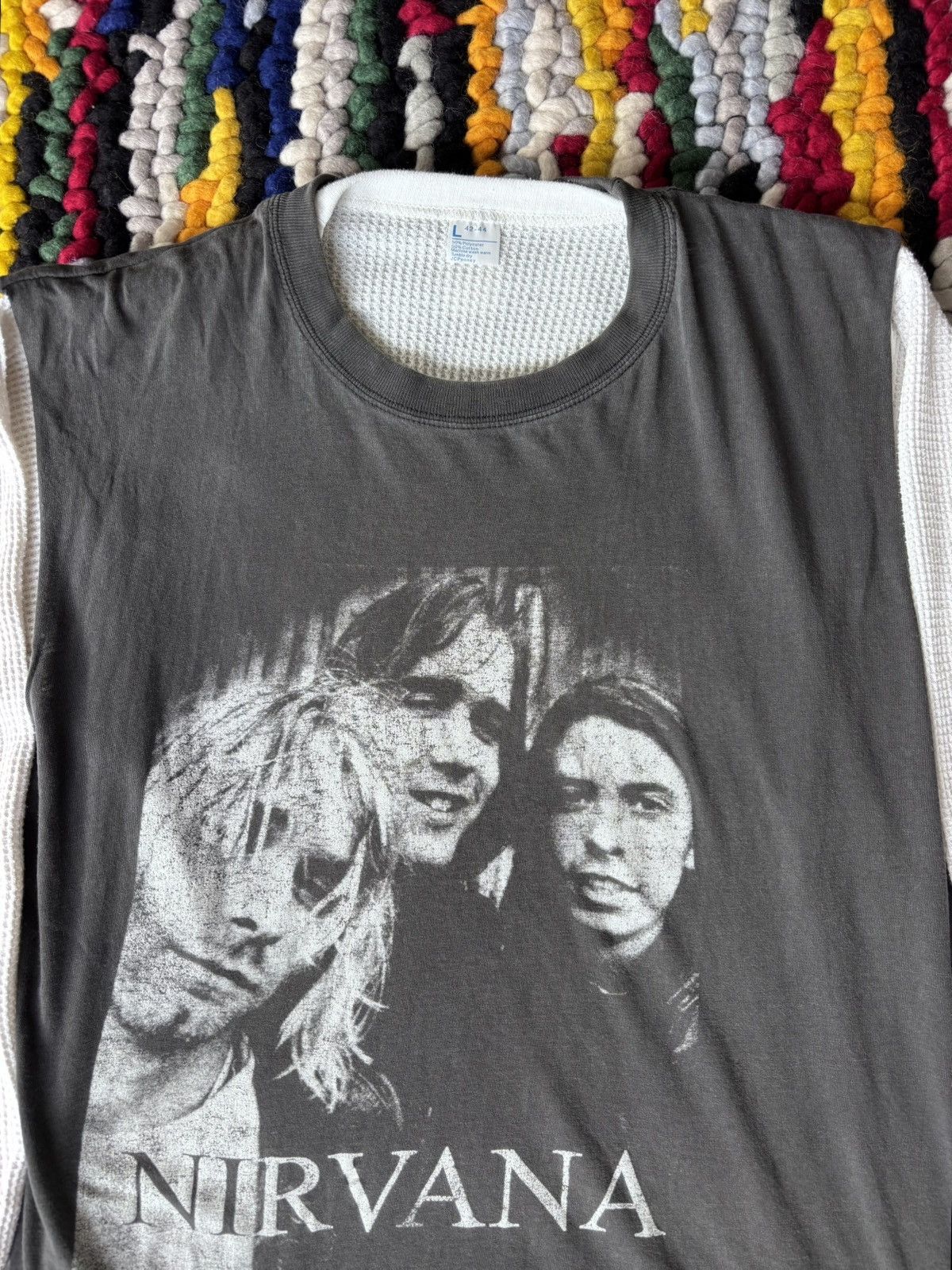 Band Tees × Nirvana × Vintage Vintage Nirvana Bootleg Tee Shirt Cutoff RARE Size US L / EU 52-54 / 3 - 6 Thumbnail