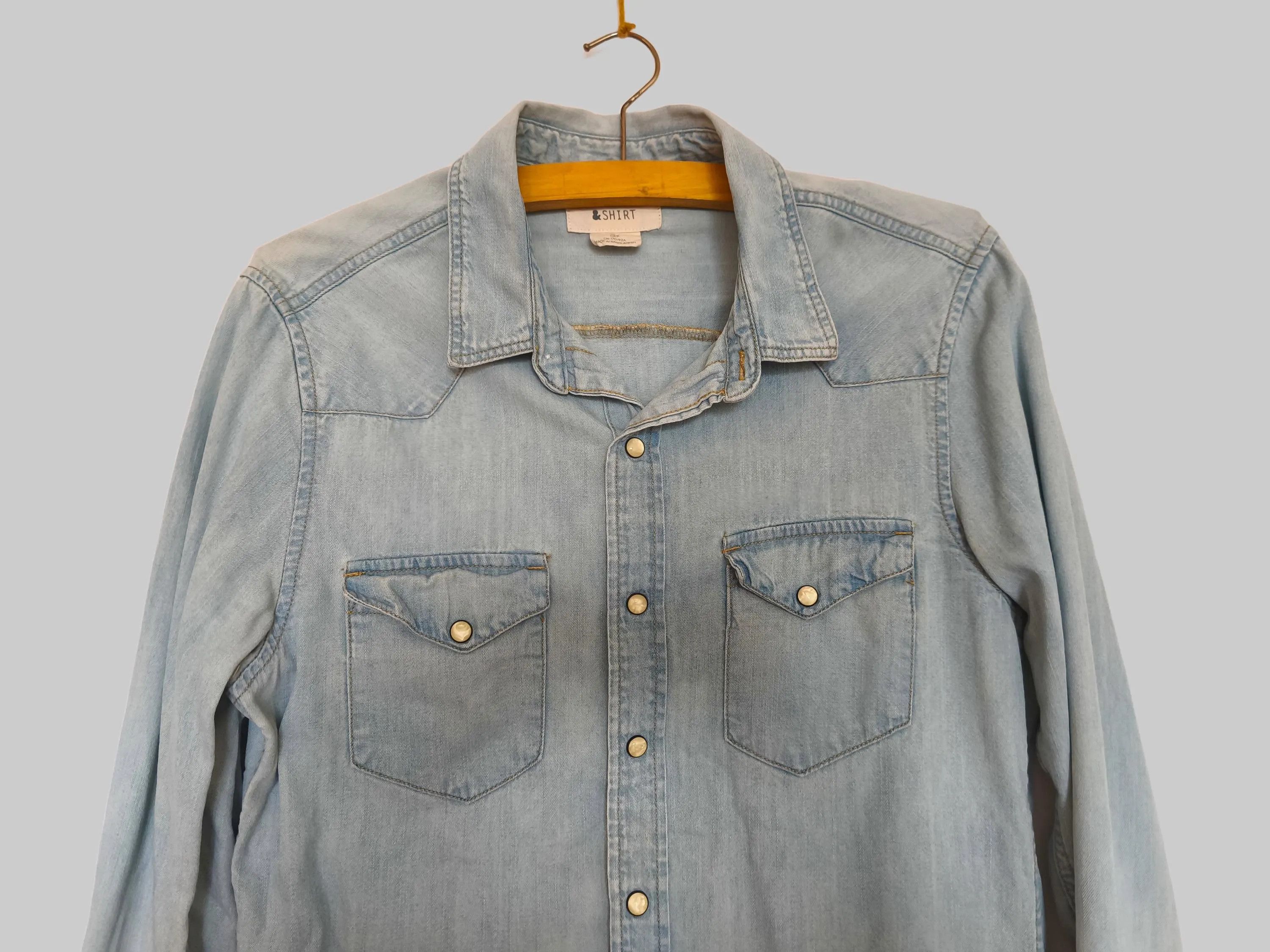 Other Vintage denim men`s shirt, 90s button down pearl snap studs Size US S / EU 44-46 / 1 - 3 Thumbnail