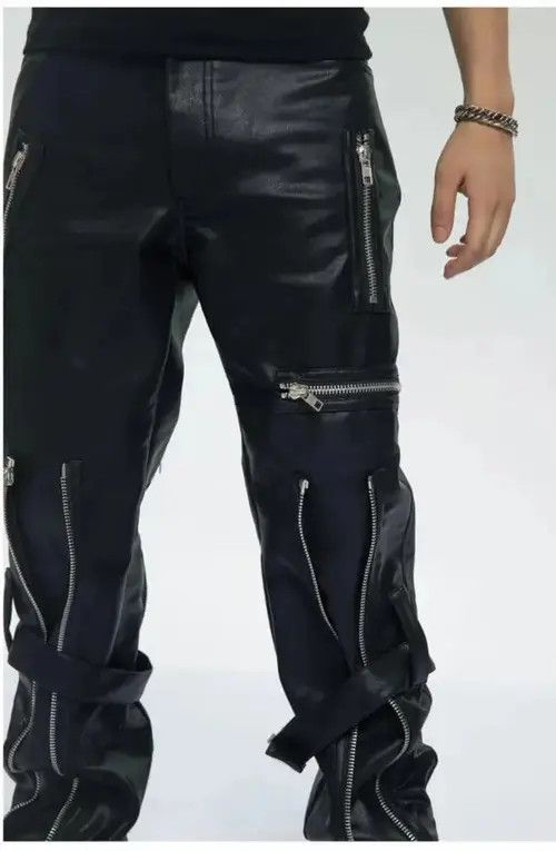 Other Pu Leather Pants with Zippers Belt Size US 30 / EU 46 - 4 Thumbnail