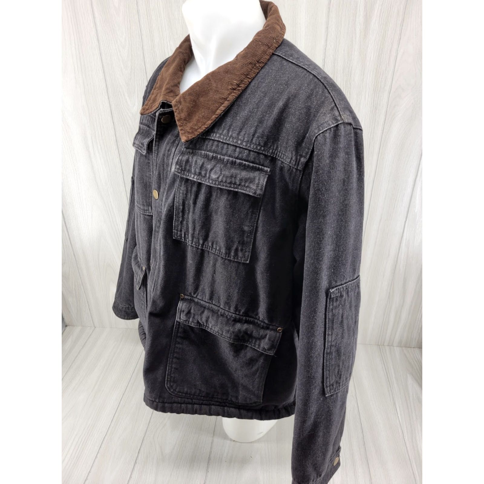 Wrangler Wrangler Jacket Mens 3XL Black Denim Sherpa Lined Corduroy Collar Barn Trucker Bomber Jacket Size US XXL / EU 58 / 5 - 3 Thumbnail