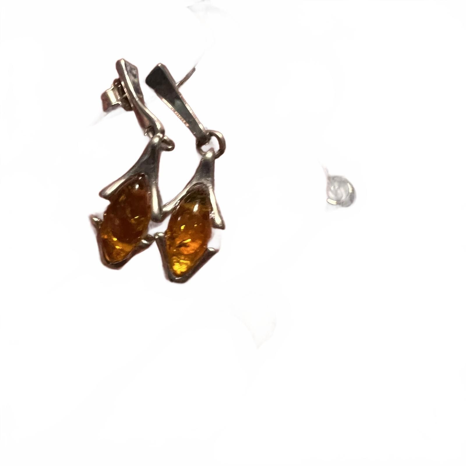 Unknown London Sterling Silver Amber Drop Earrings Size ONE SIZE - 3 Thumbnail